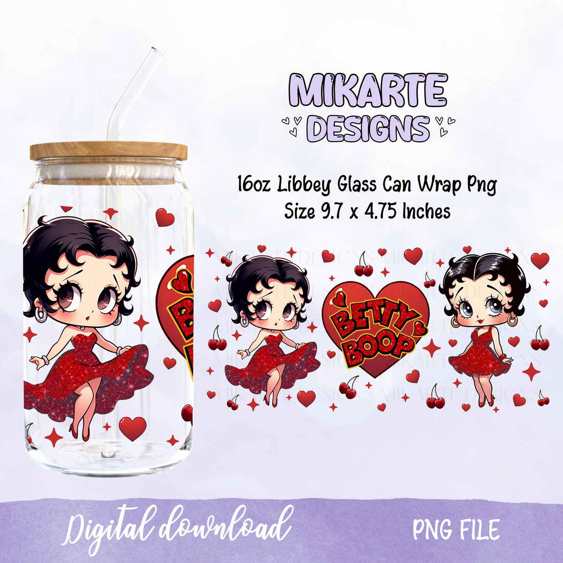 Petty Girl | 16oz Glass Can PNG Digital Design