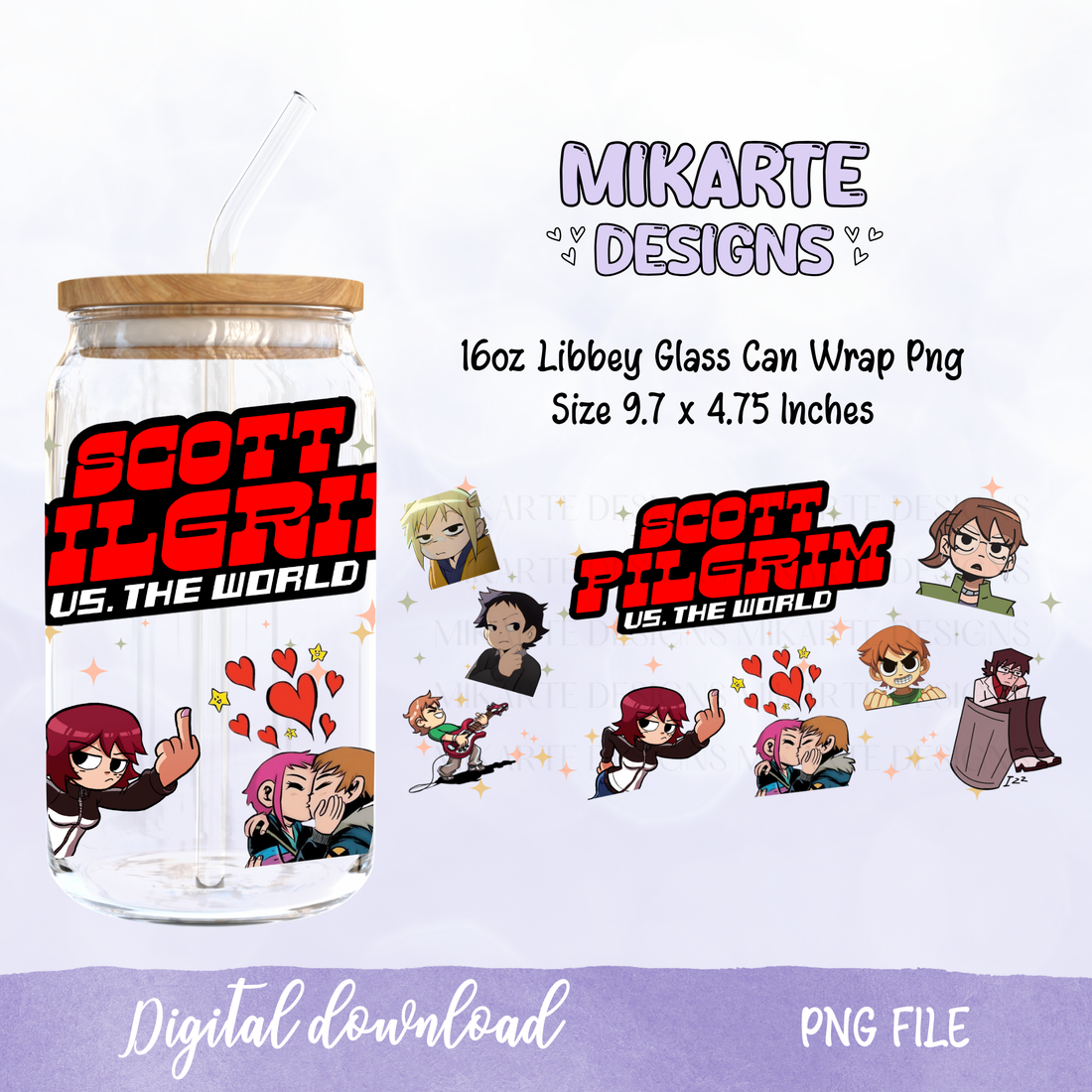 Anime | 16oz Glass Can PNG Digital Design