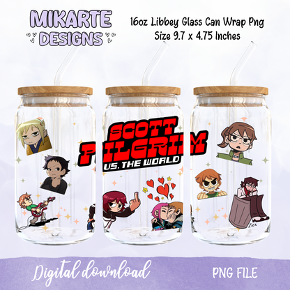 Anime | 16oz Glass Can PNG Digital Design