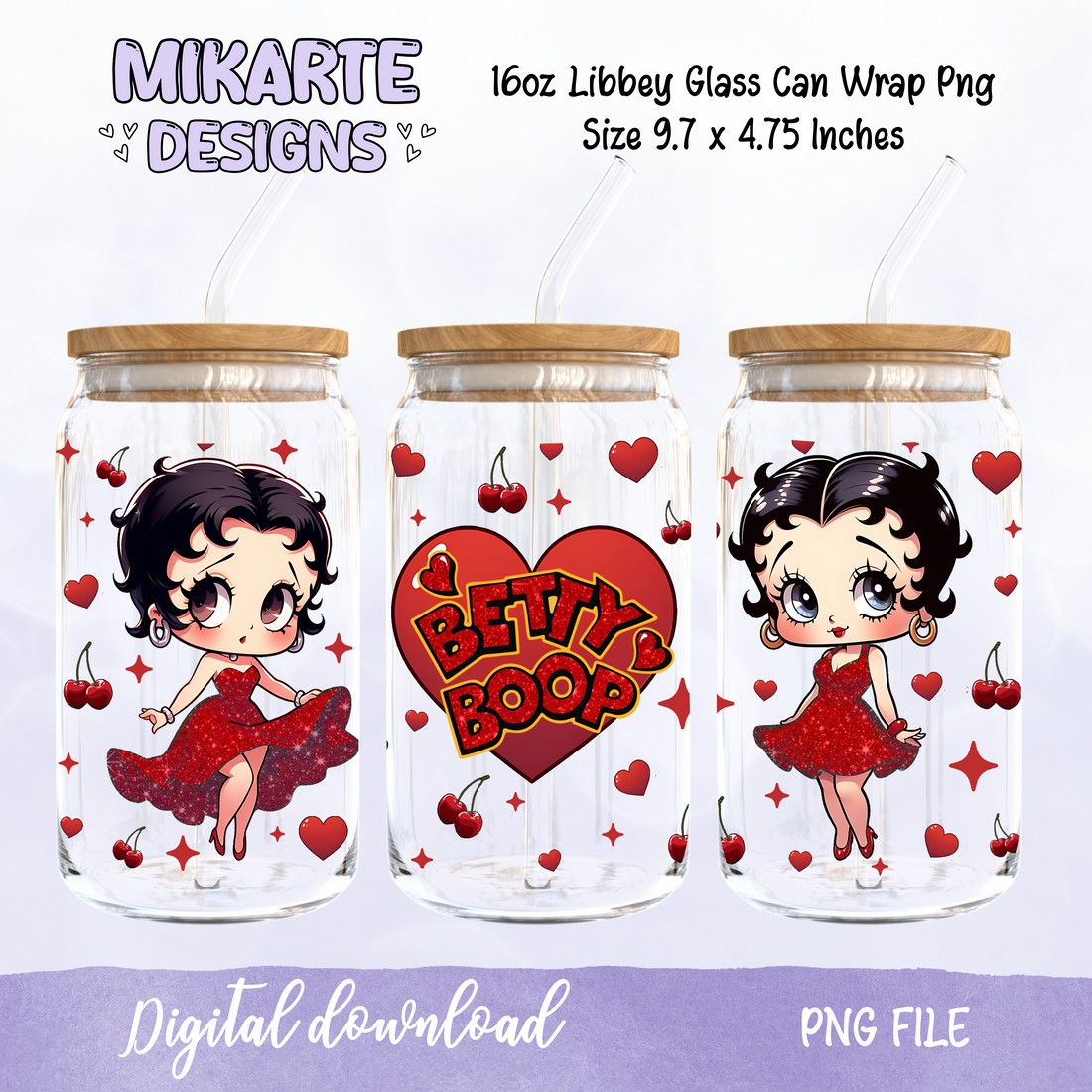 Petty Girl | 16oz Glass Can PNG Digital Design