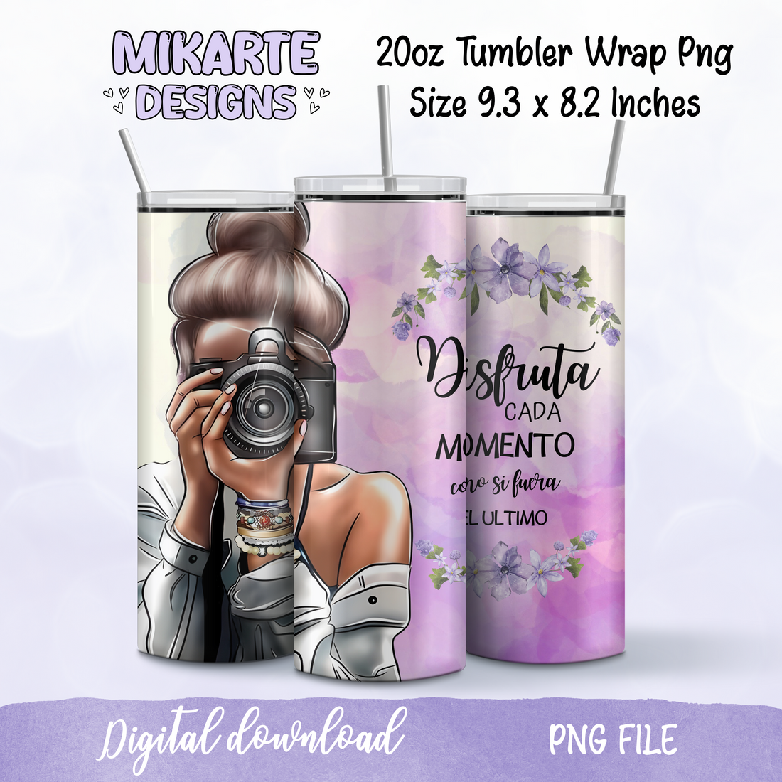 Disfruta cada Momento | Tumbler PNG Digital Design