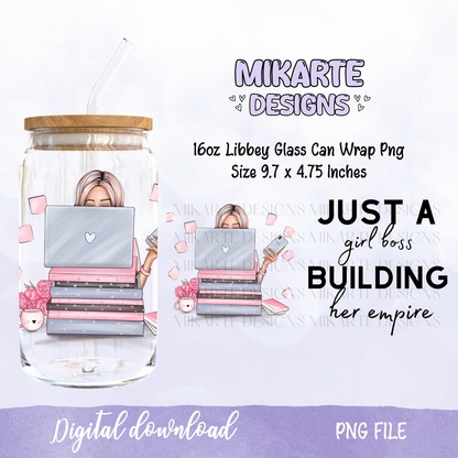 Just a Girl Boss... | 16oz Glass Can PNG Digital Design