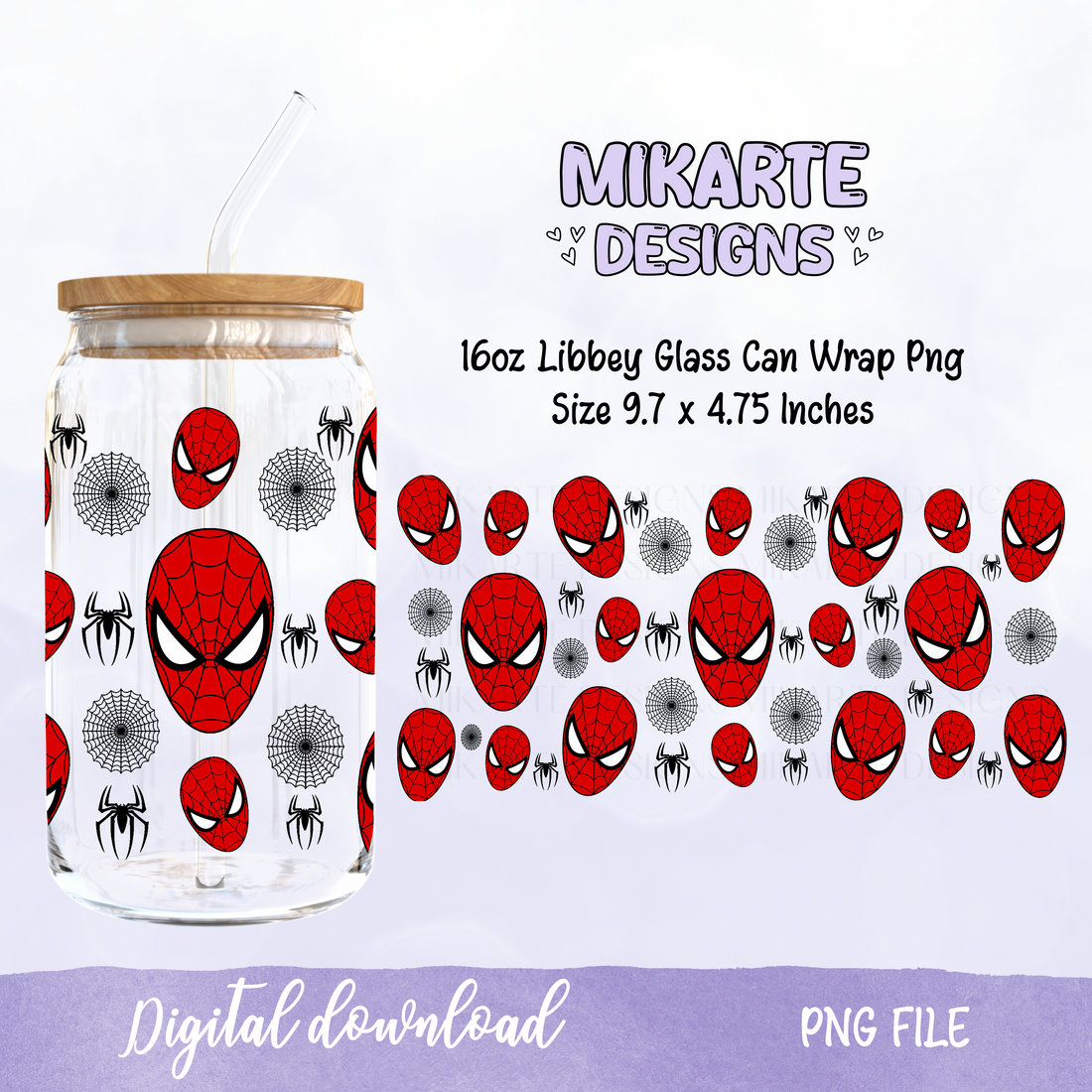 Spider | 16oz Glass Can PNG Digital Design