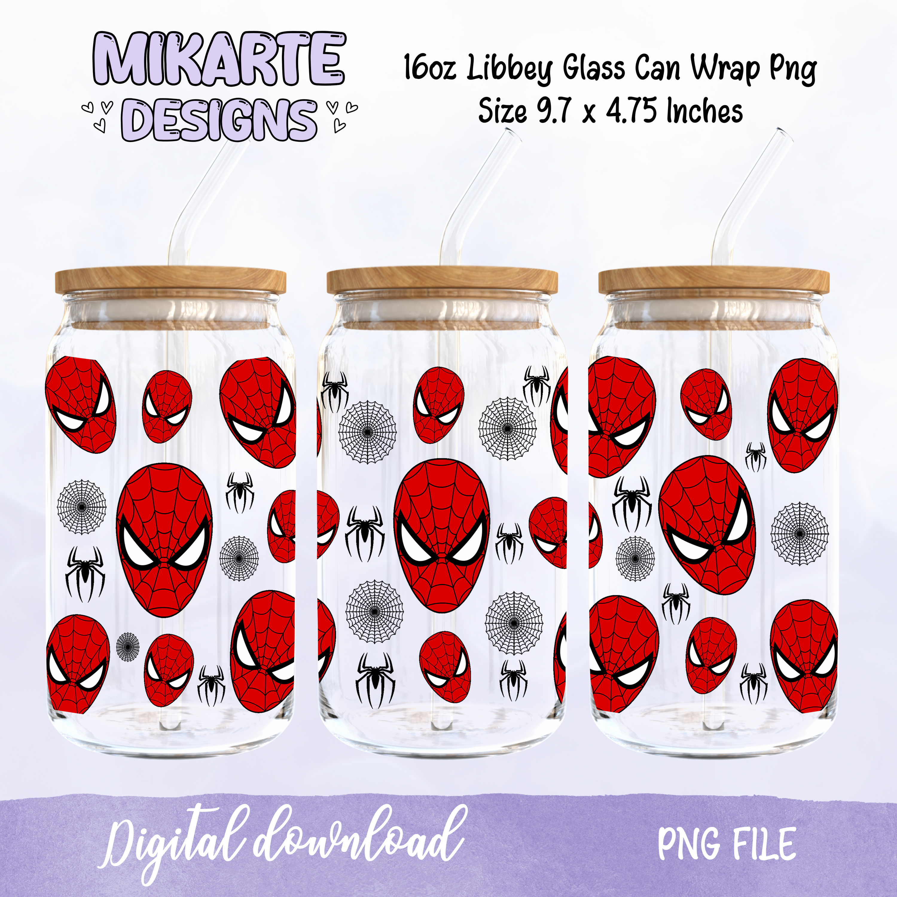 Araña | Diseño digital PNG de vaso de vidrio de 16oz