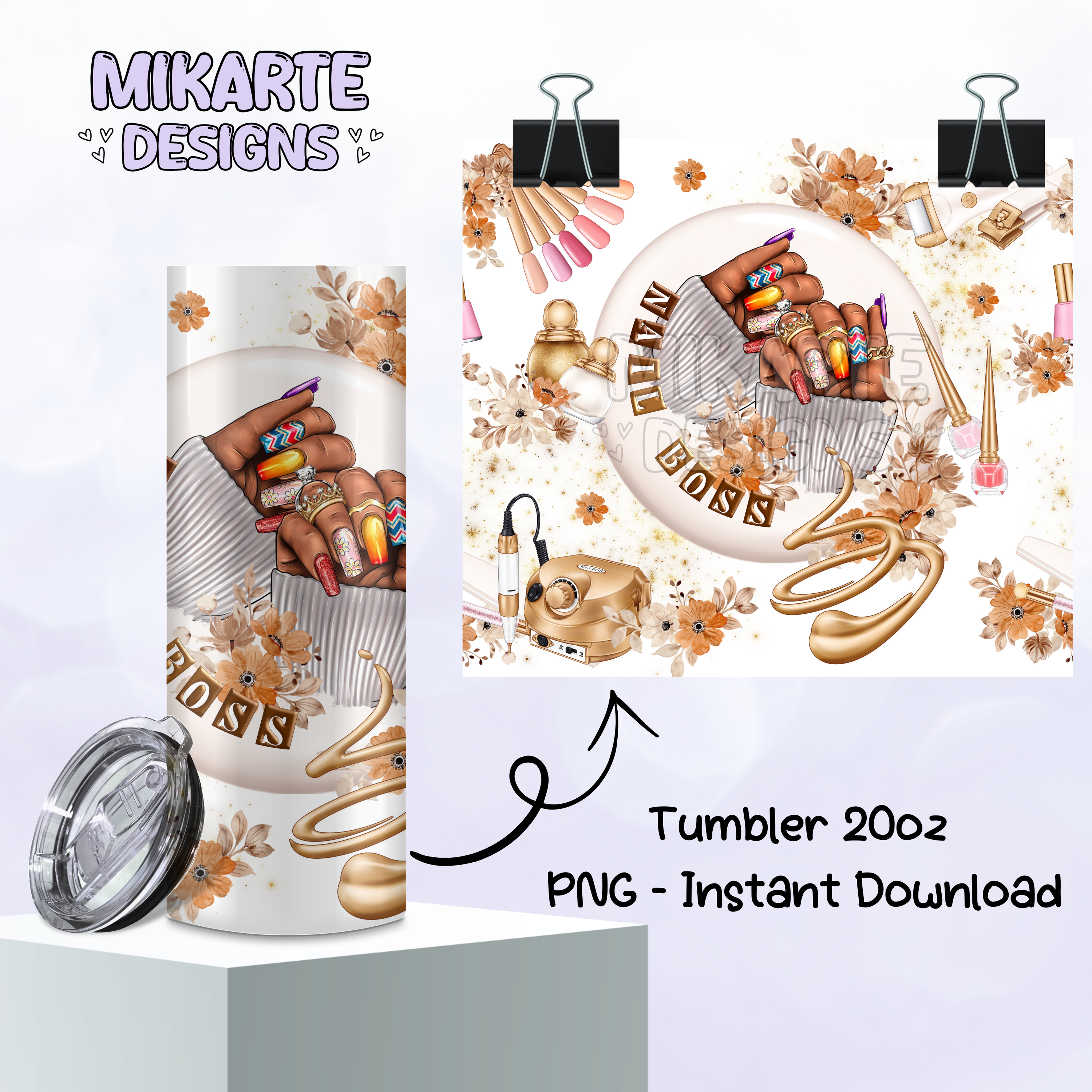 Nails Boss | Diseño digital PNG para vaso