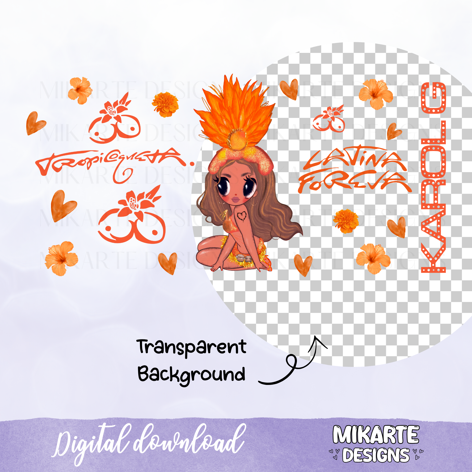 Karol G Tropicoqueta | Diseño Digital PNG Vaso de Vidrio de 16oz