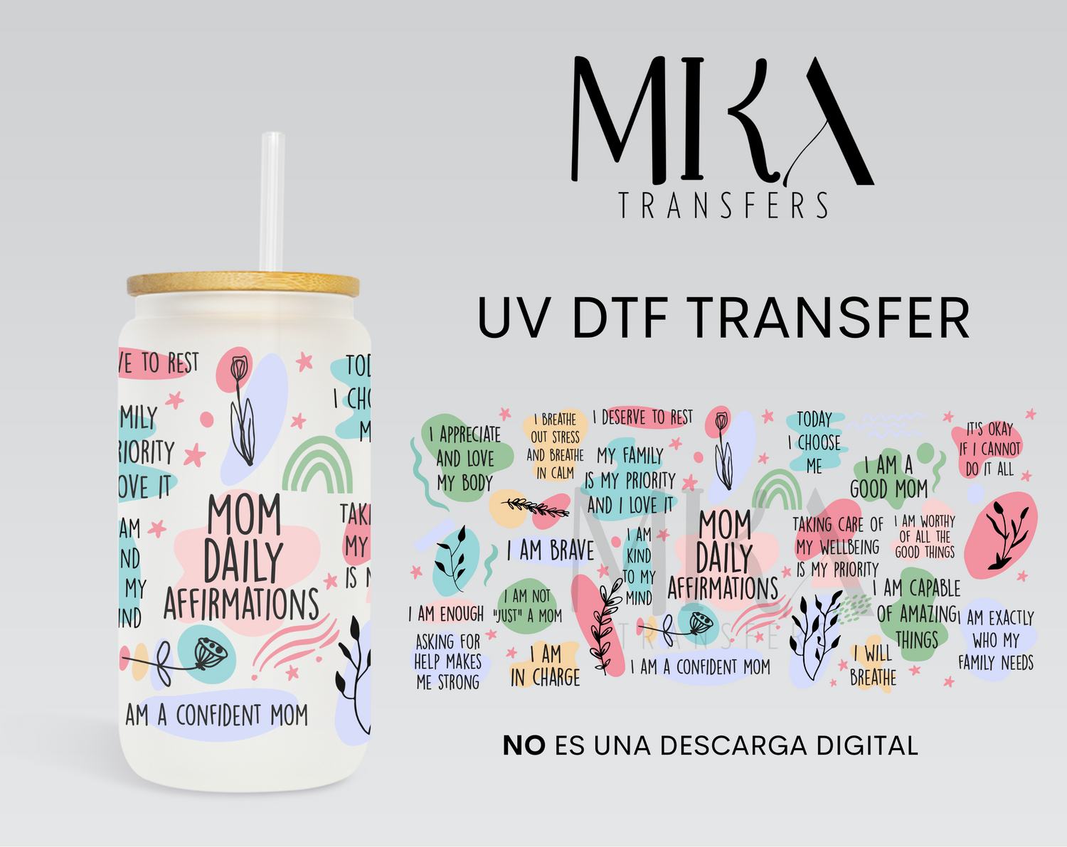 Mom Daily Affirmations UV DTF Wrap