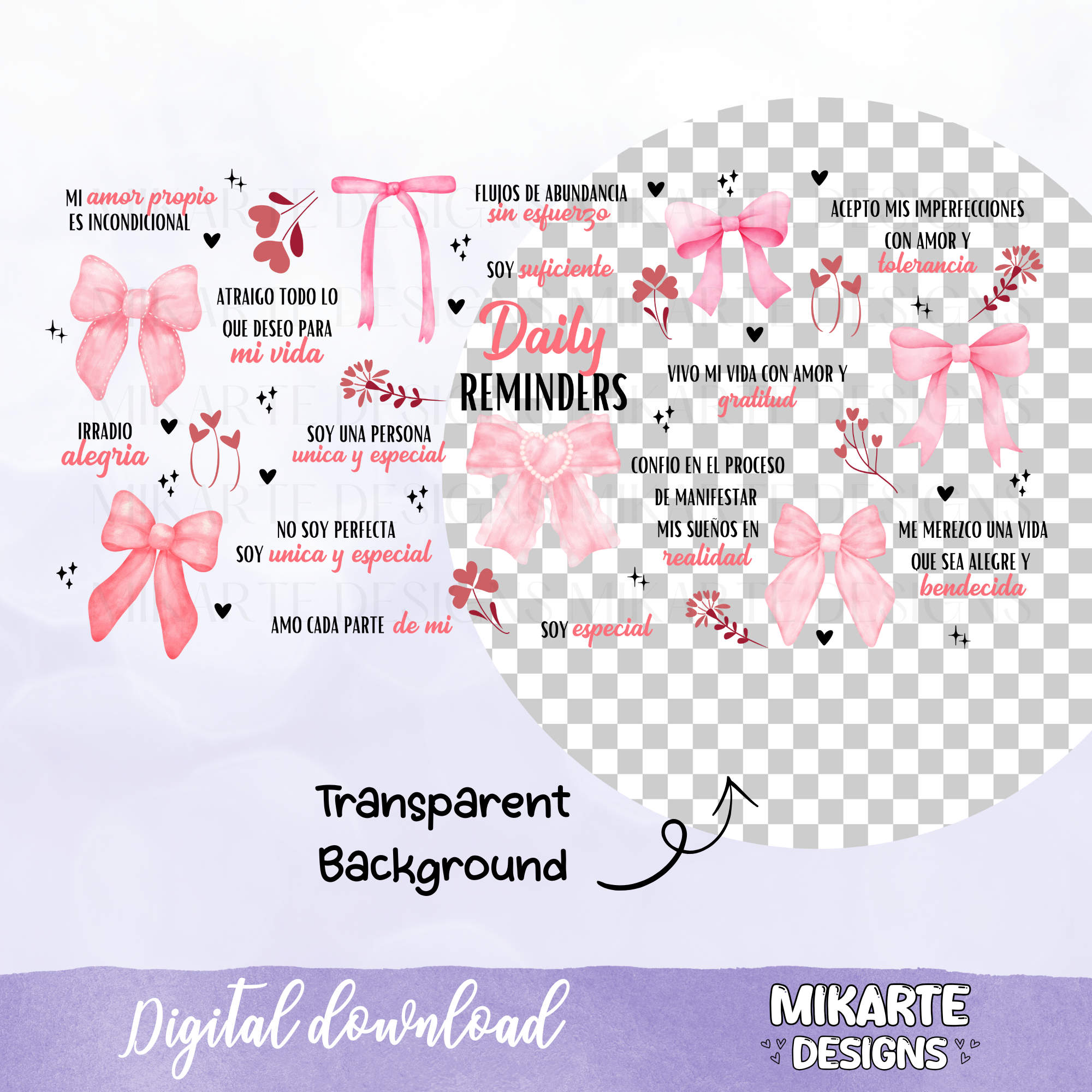 Recordatorio Diario Coqueta | Diseño Digital PNG Vaso de Vidrio de 16oz