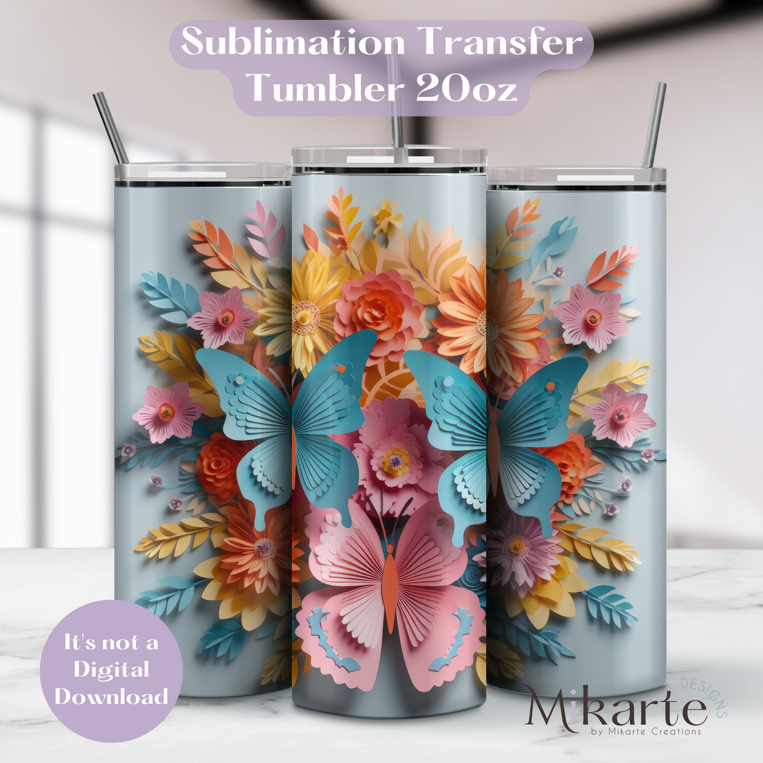 Butterflies  - Tumbler Sublimation Transfer