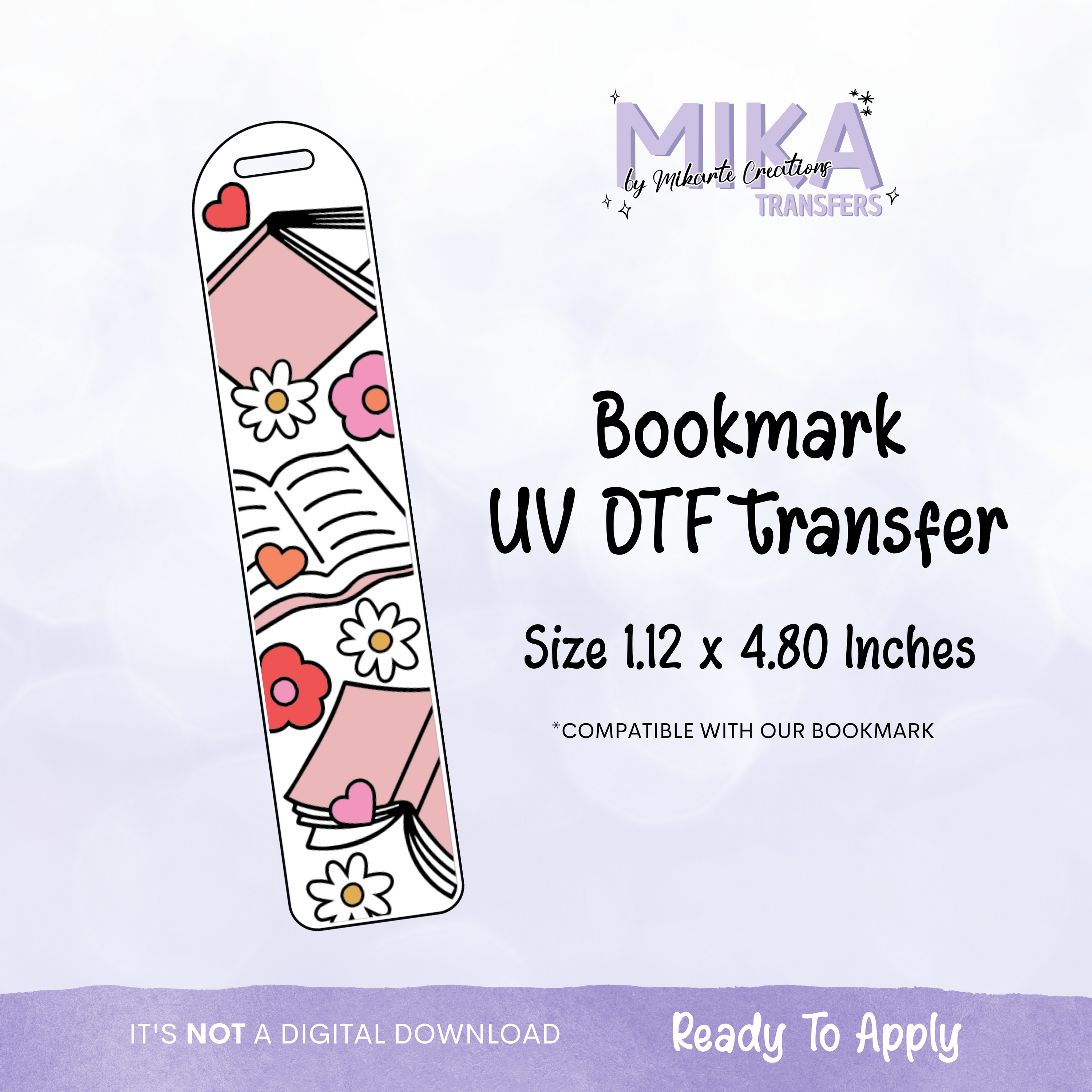 Flor para amantes de los libros | Marcapáginas UV DTF