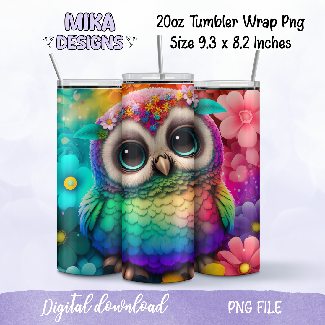 Colorful Owl | Tumbler PNG Digital Design