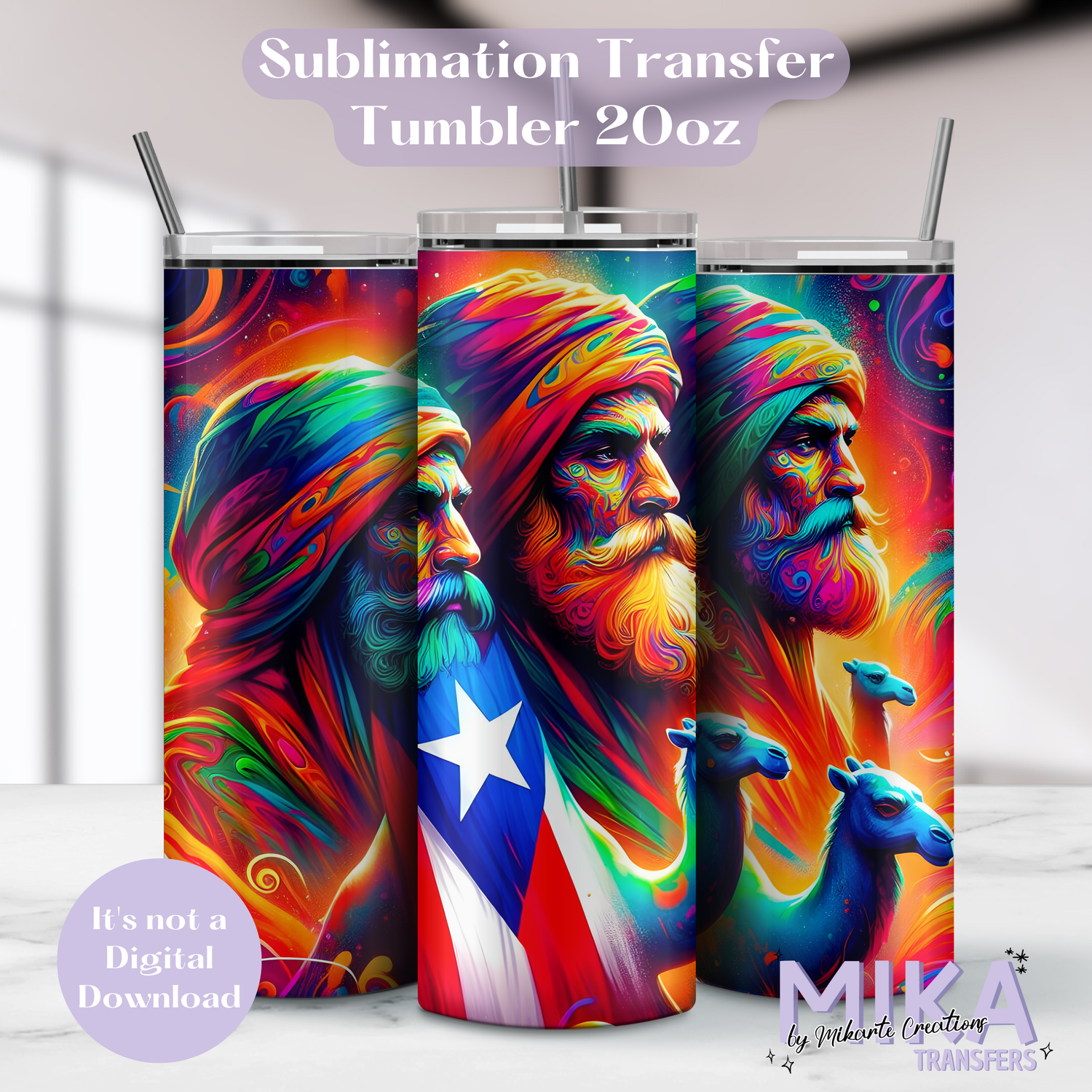 3 Reyes Magos | Tumbler Sublimation Transfer