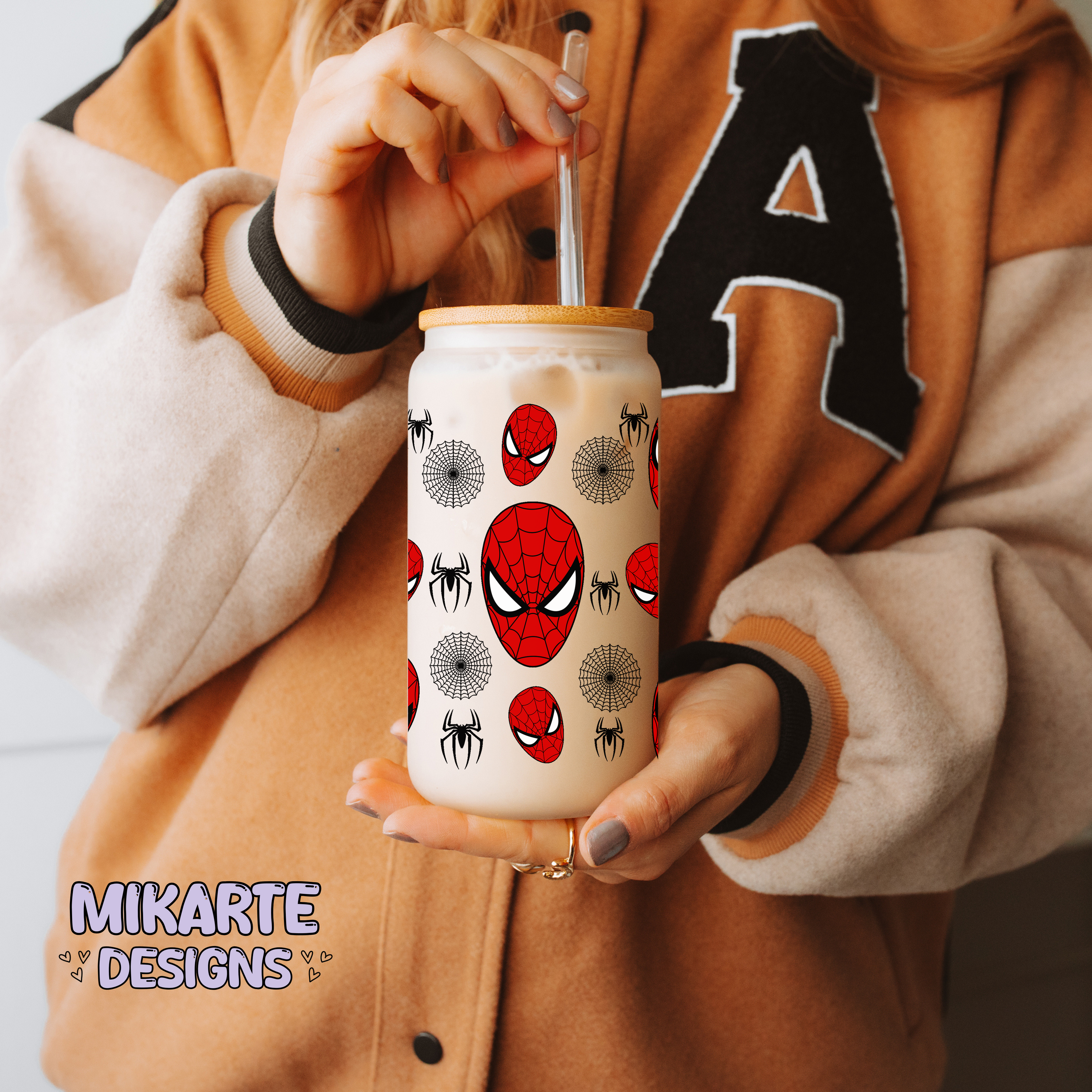 Araña | Diseño digital PNG de vaso de vidrio de 16oz