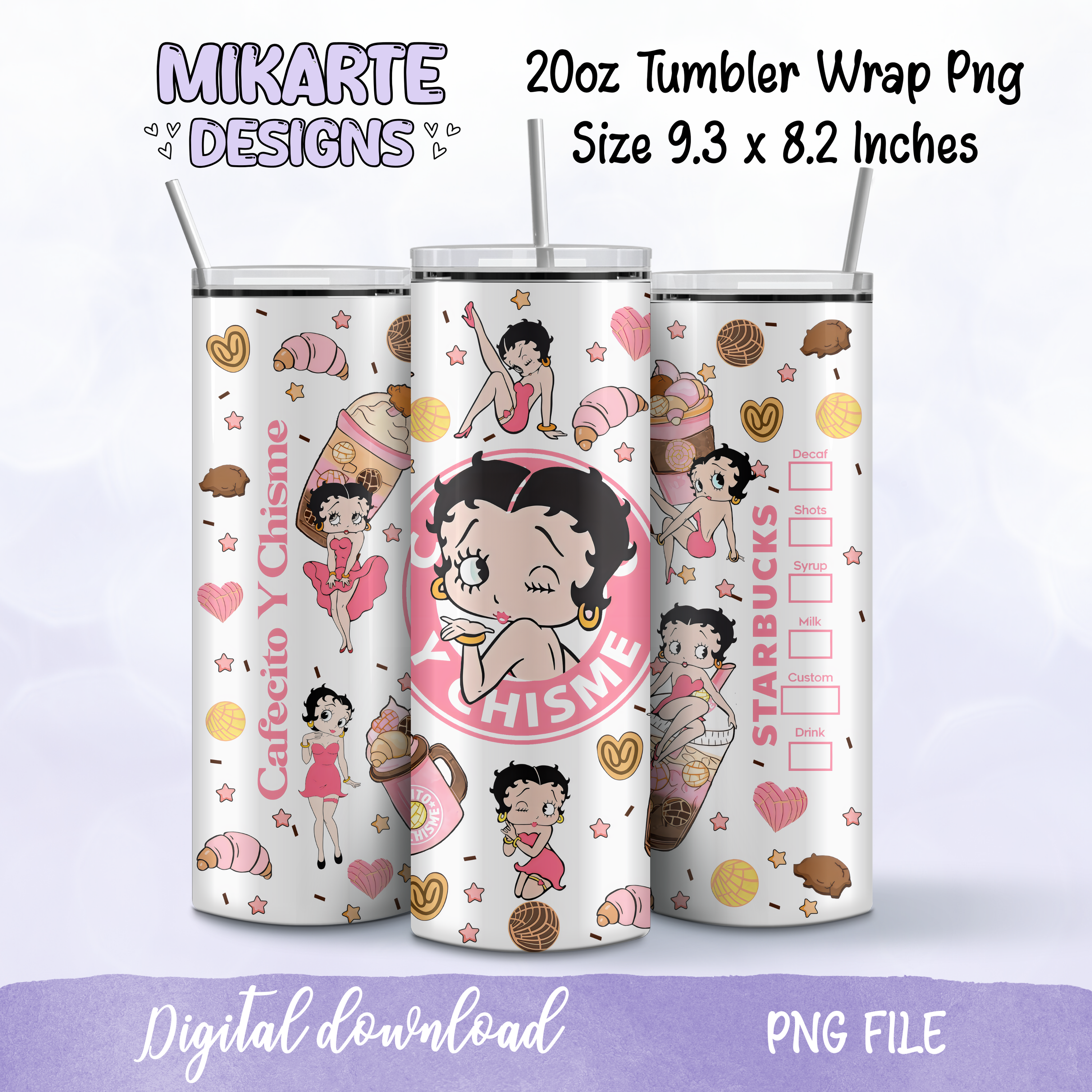 Betty Coffee | Diseño Digital PNG para Vaso Térmico