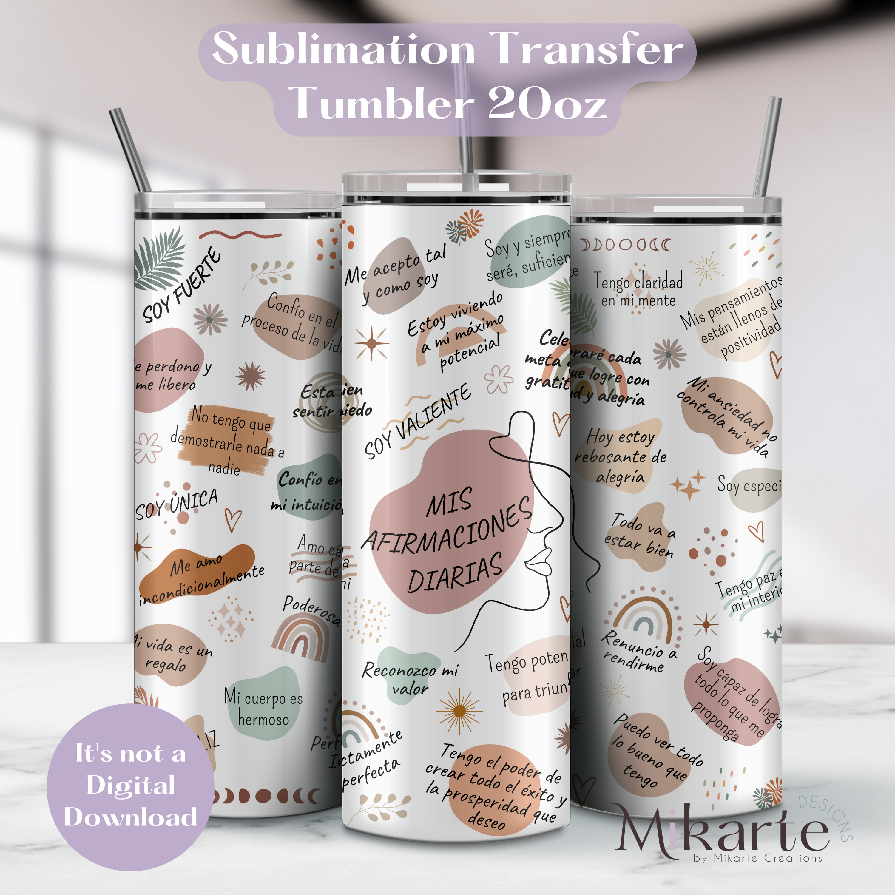 Afirmaciones Diarias  - Tumbler Sublimation Transfer