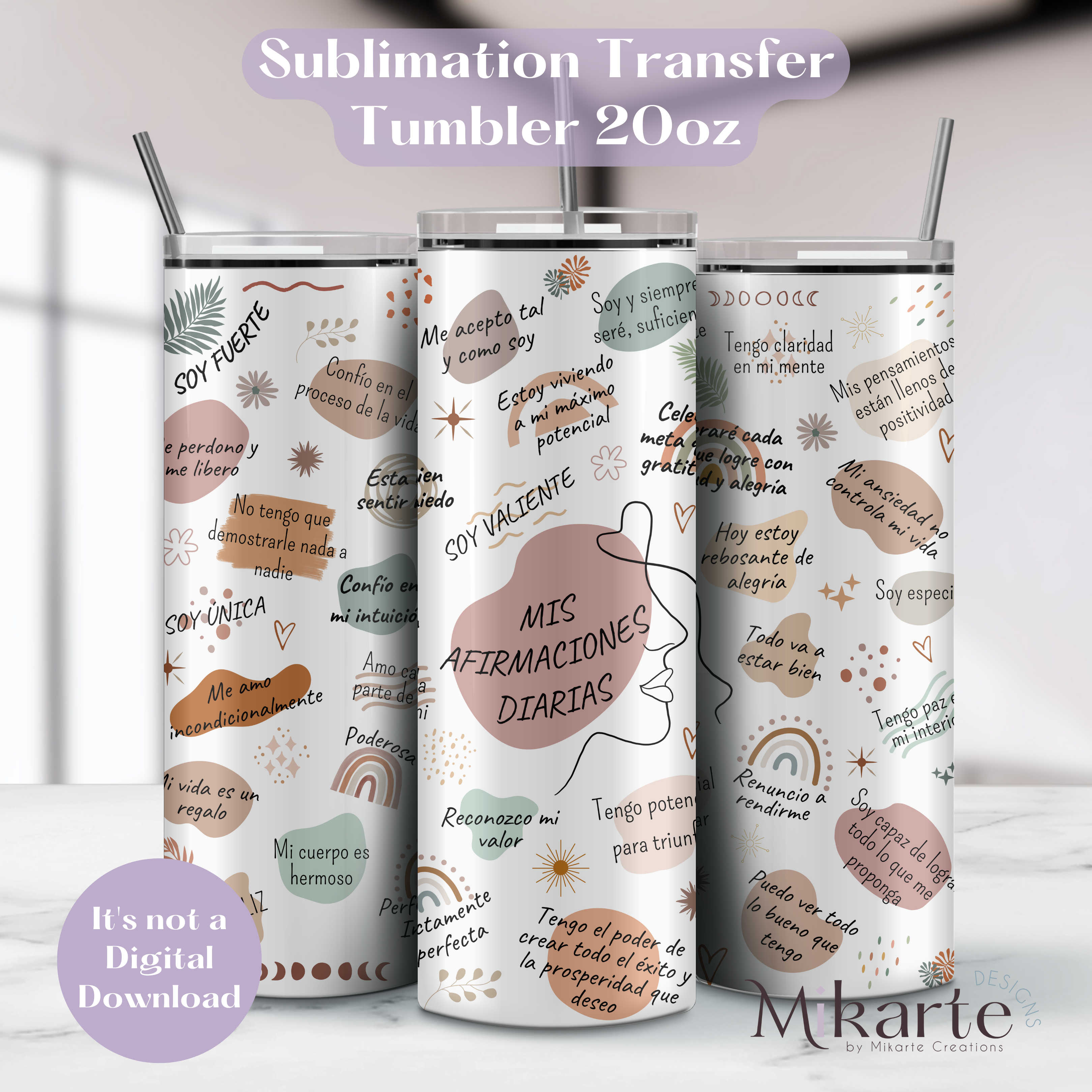 Afirmaciones Diarias  - Tumbler Sublimation Transfer