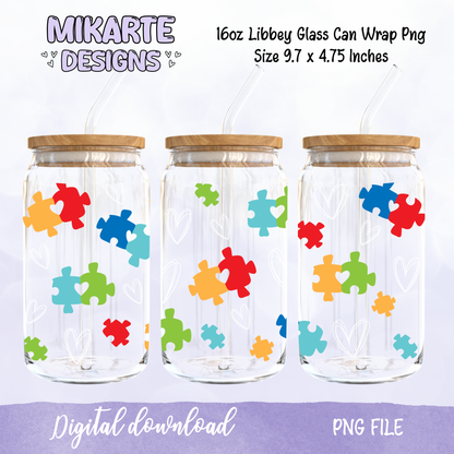 Autism | 16oz Glass Can PNG Digital Design