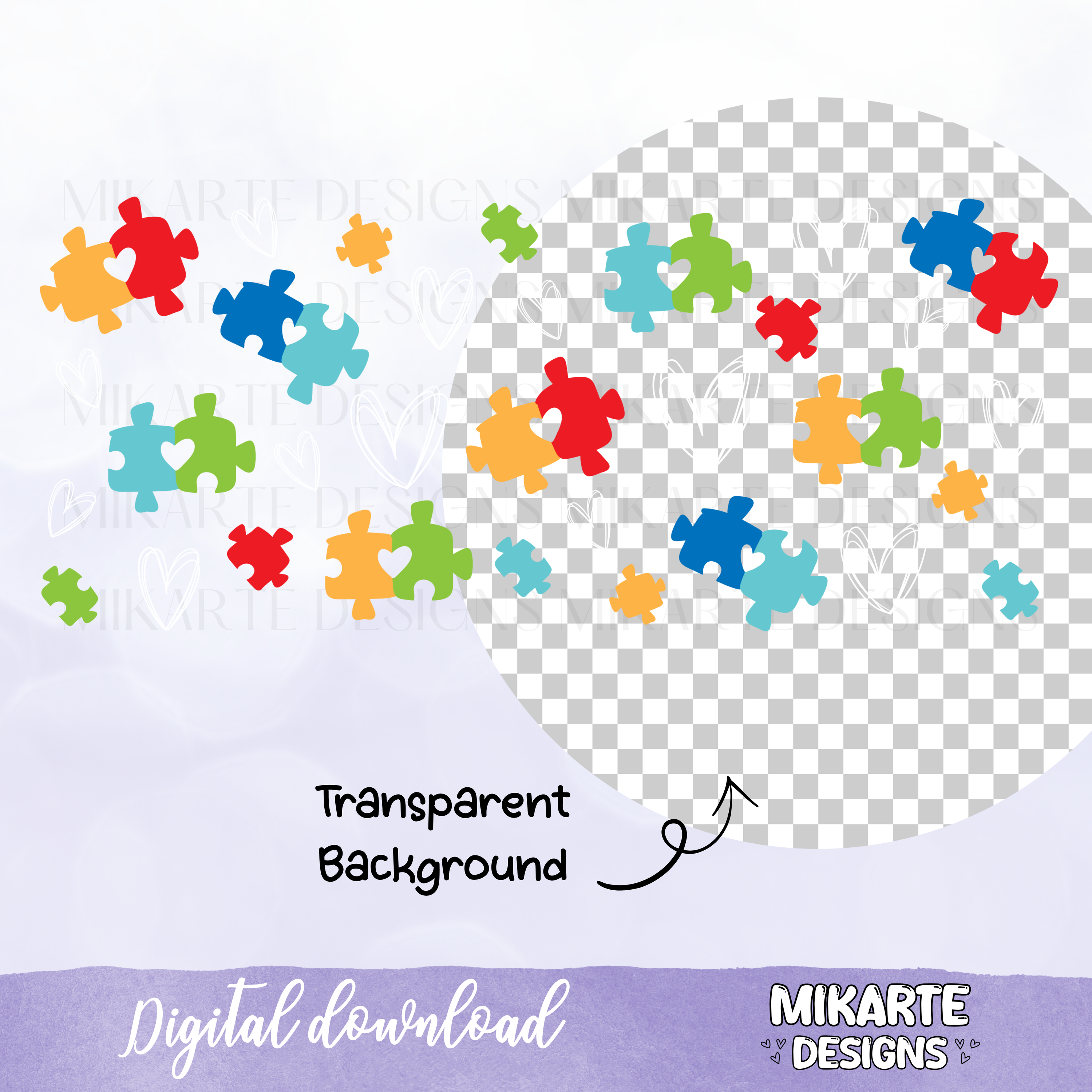 Autismo | Diseño digital PNG de vaso de vidrio de 16oz