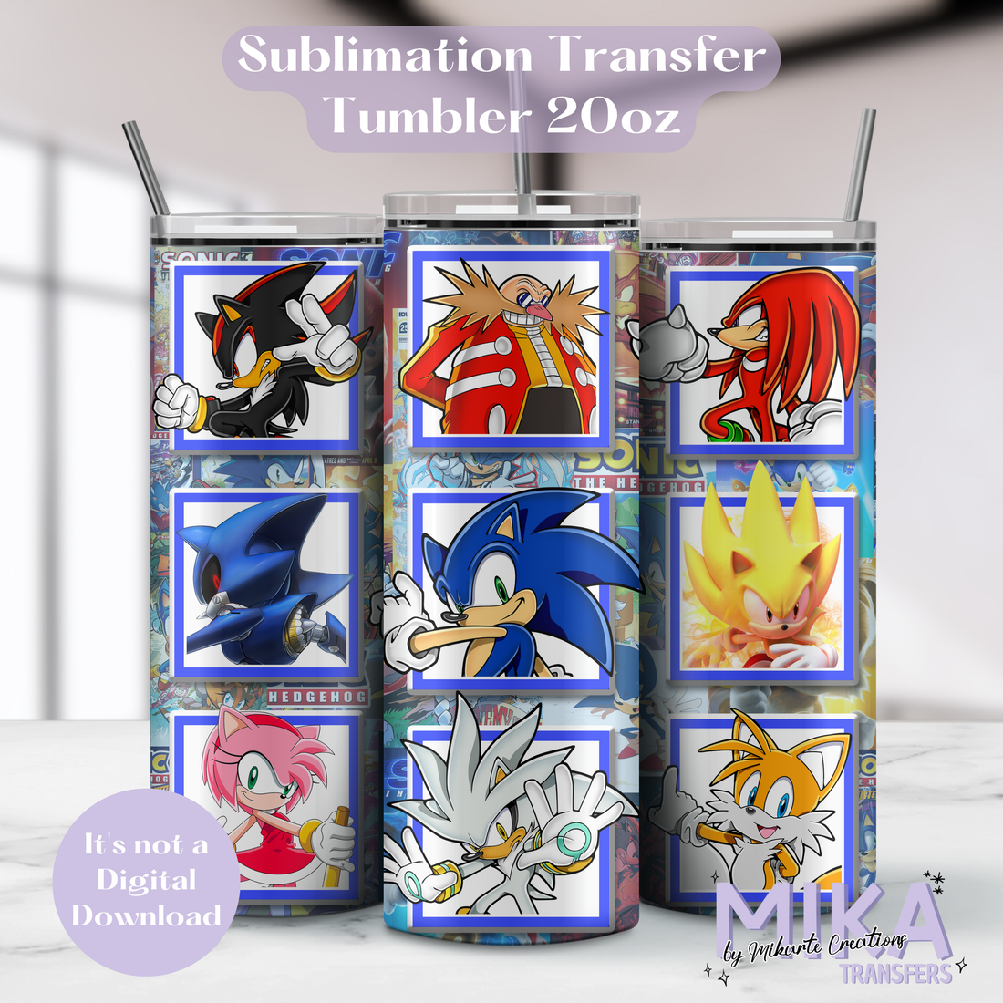 Blue Ray and Friends | Tumbler Sublimation Transfer