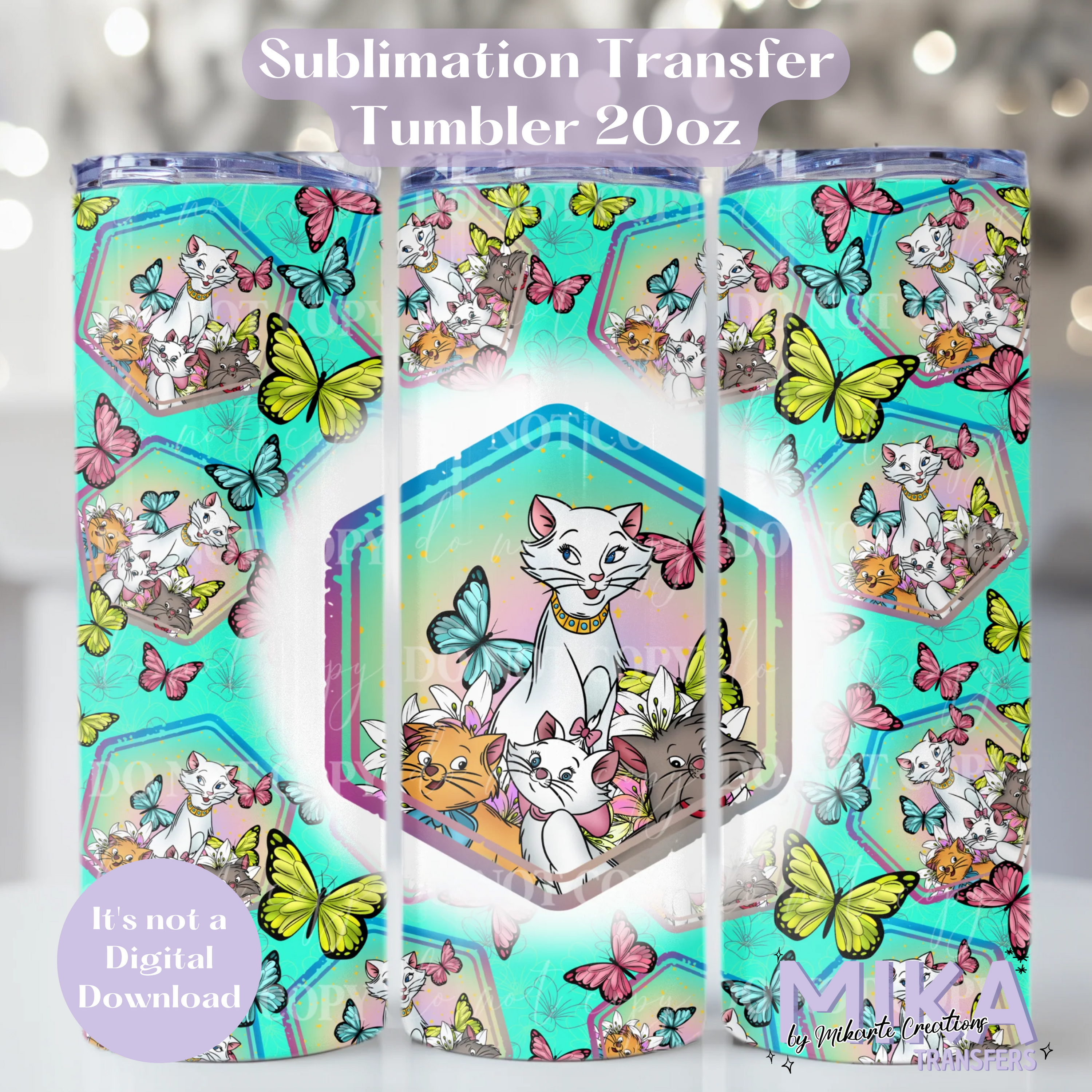 Mamá y gatitos | Transferencia de sublimación para vaso térmico