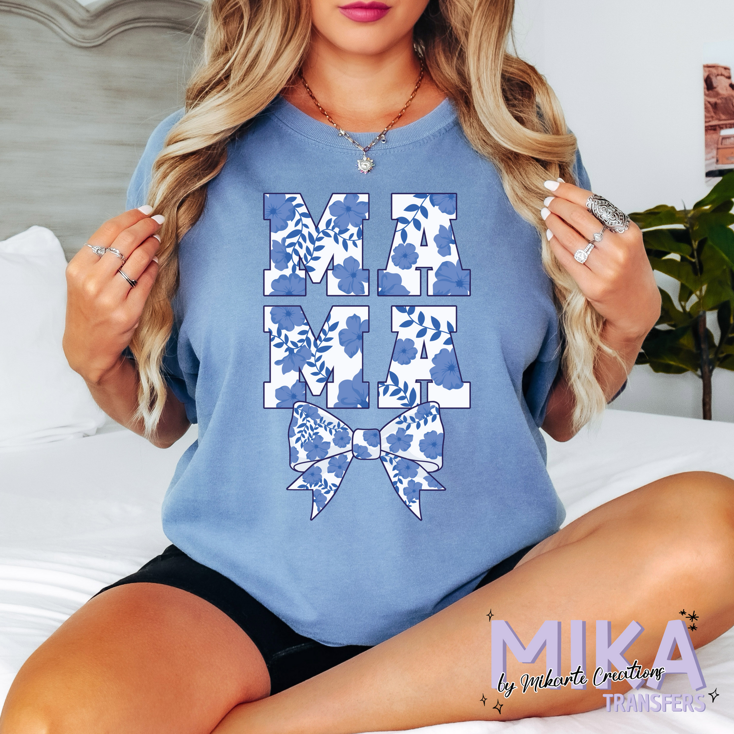 Mama Blue Bows | DTF Transfer
