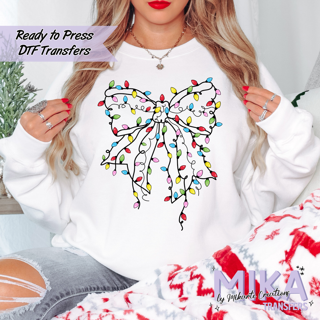Bow Christmas lights | DTF transfers