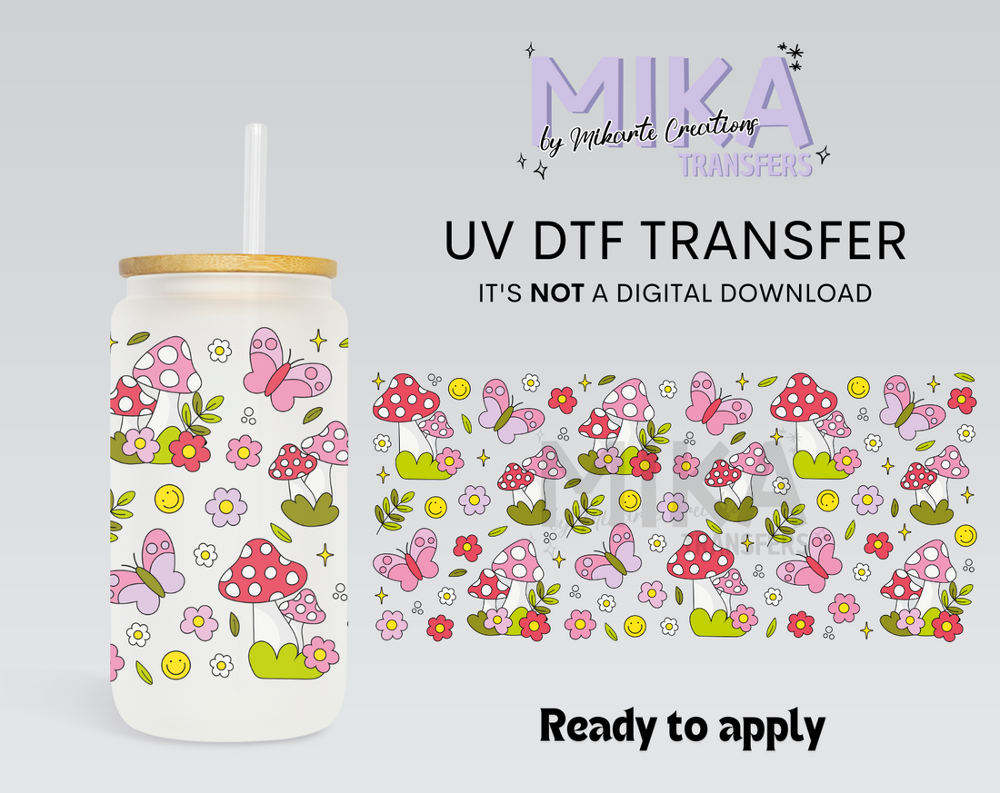 Mushrooms And Butterflies | UV DTF