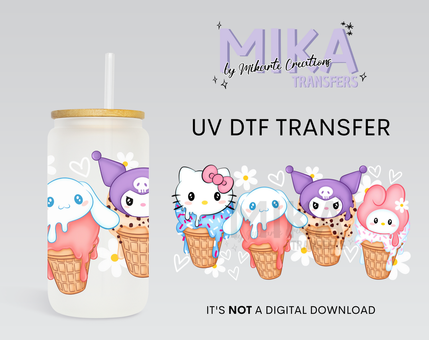 Cute Ice Cream Cartoon | UV DTF Wrap