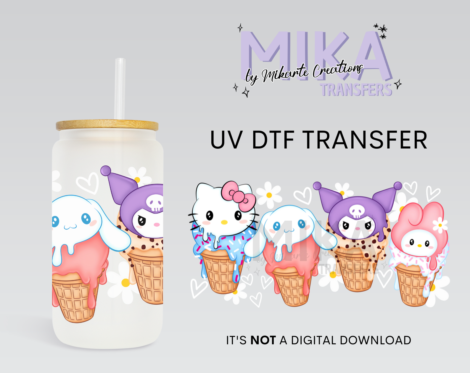 Cute Ice Cream Cartoon | UV DTF Wrap