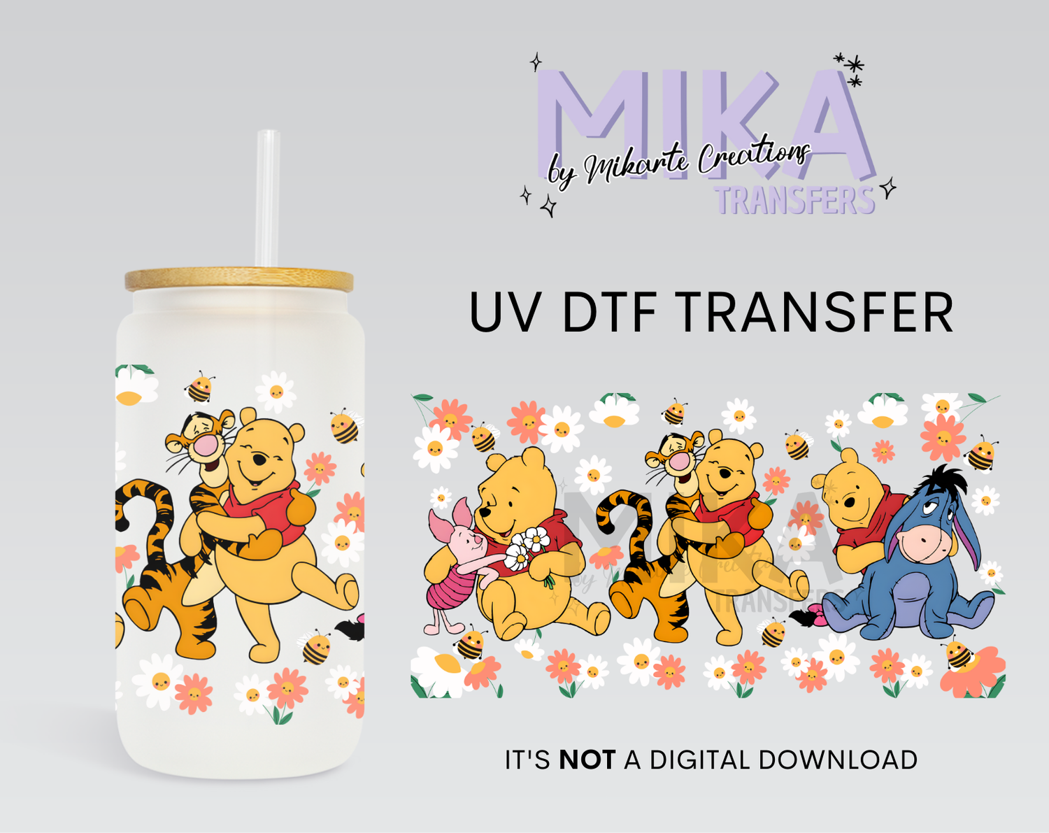 Bear &amp; Flowers | UV DTF Wrap