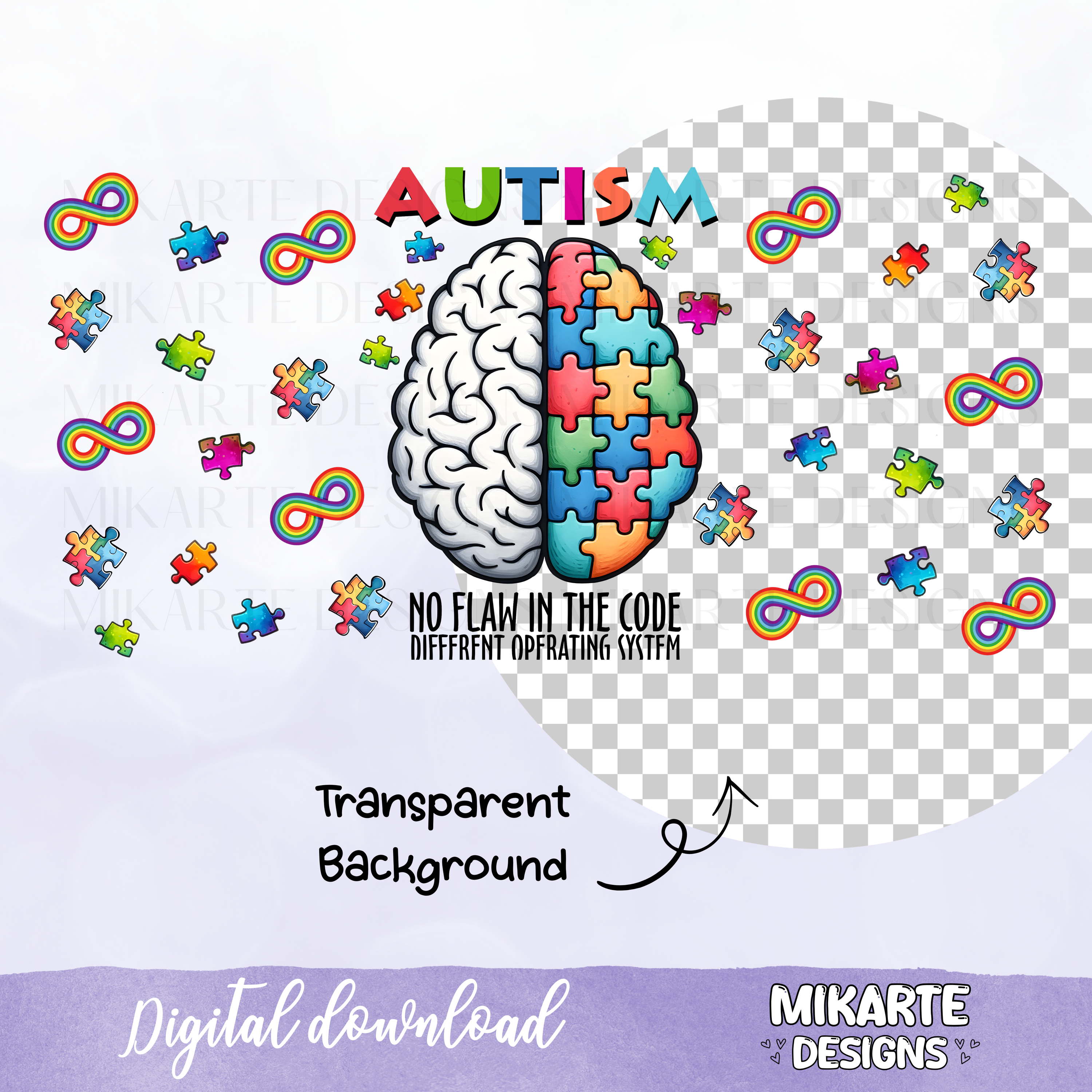 Autismo | Diseño digital PNG de vaso de vidrio de 16oz