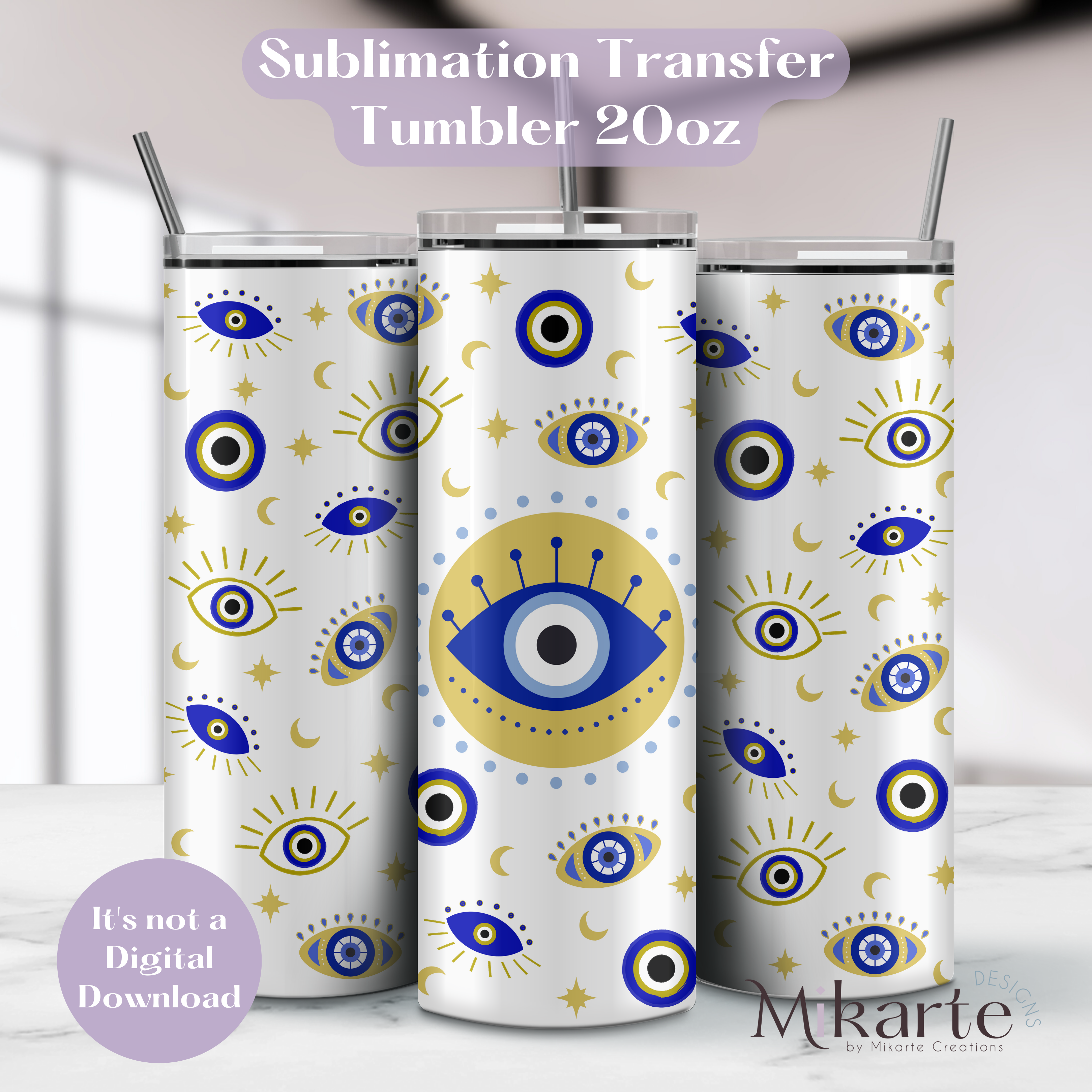 Blue Evil Eye - Tumbler Sublimation Transfer