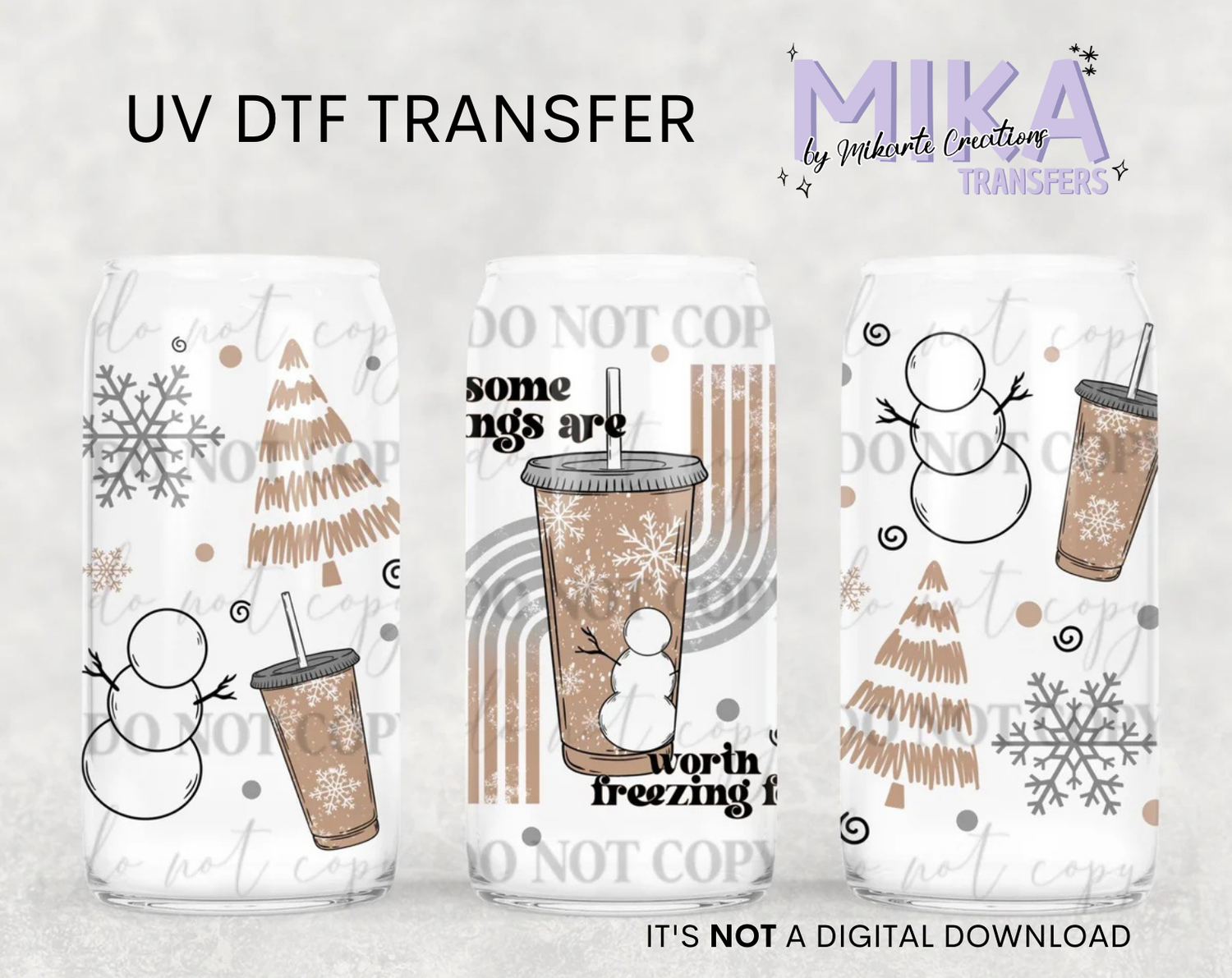 Iced coffee snowman | UV DTF