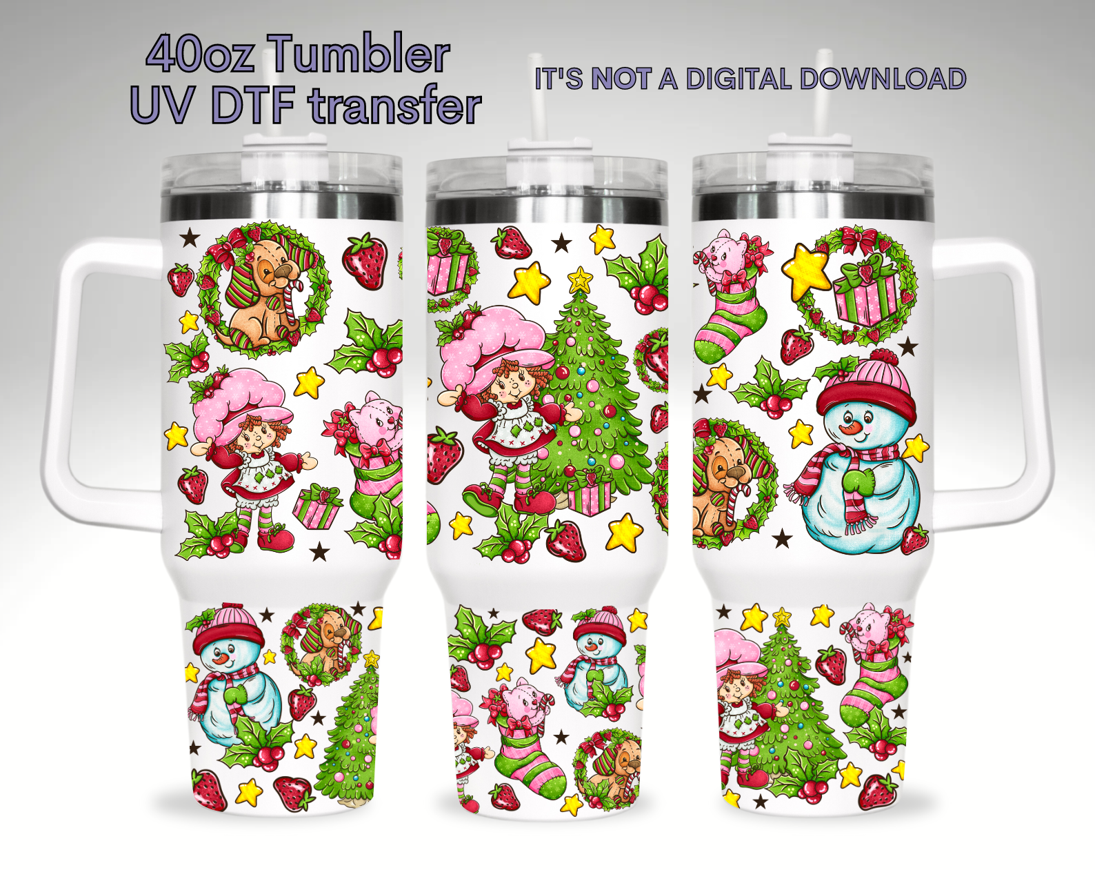 Berry Christmas | UV DTF 40oz Tumber