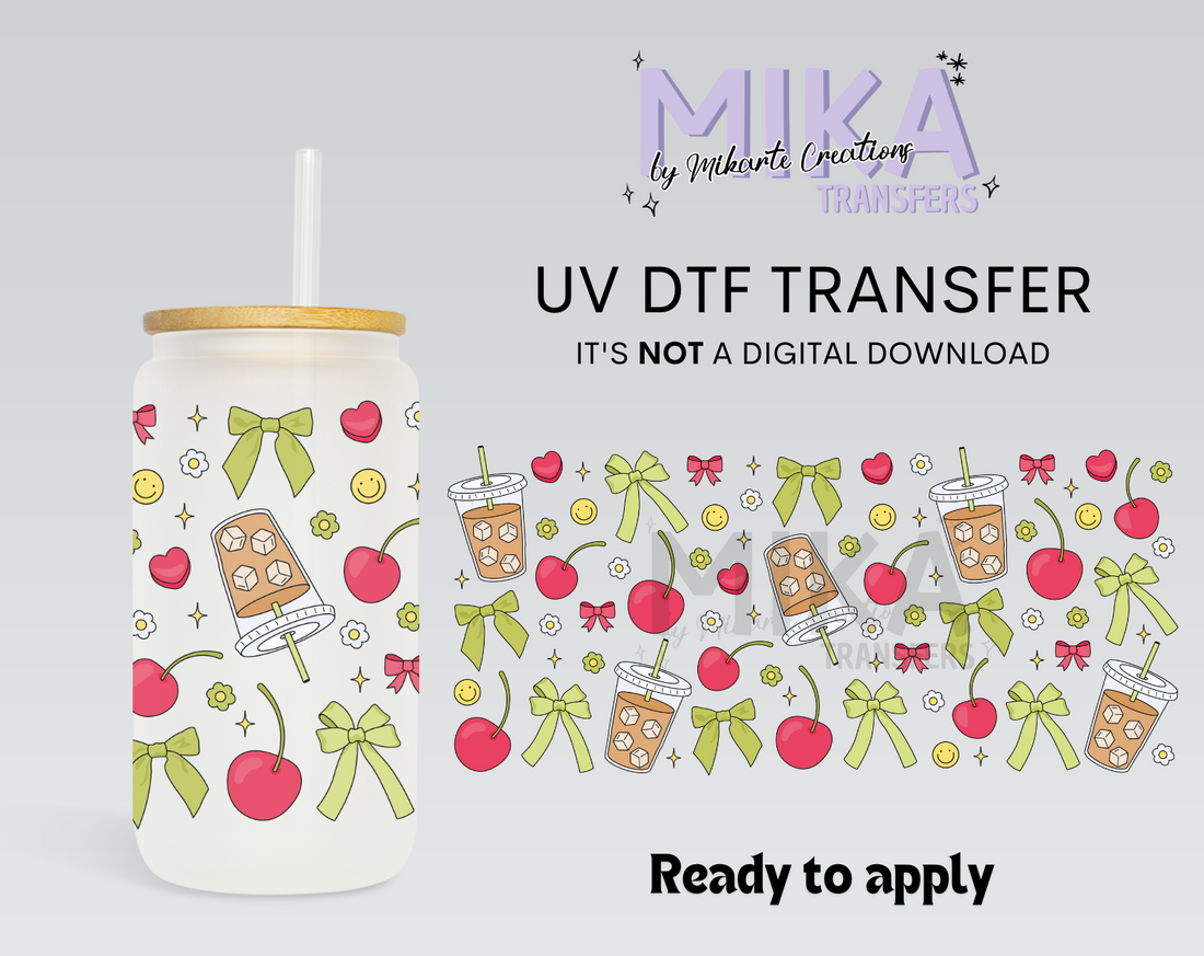 Iced Coffee And Cherries | UV DTF