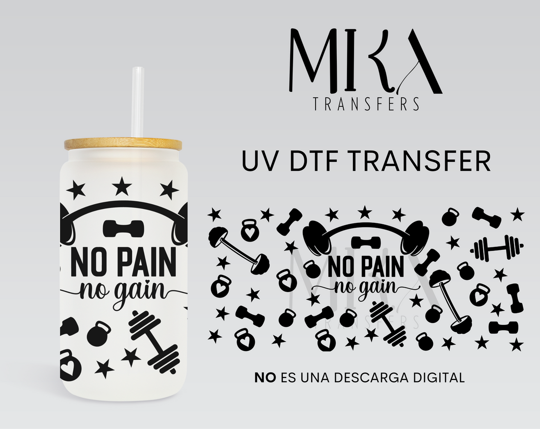 No Pain no gain UV DTF Wrap