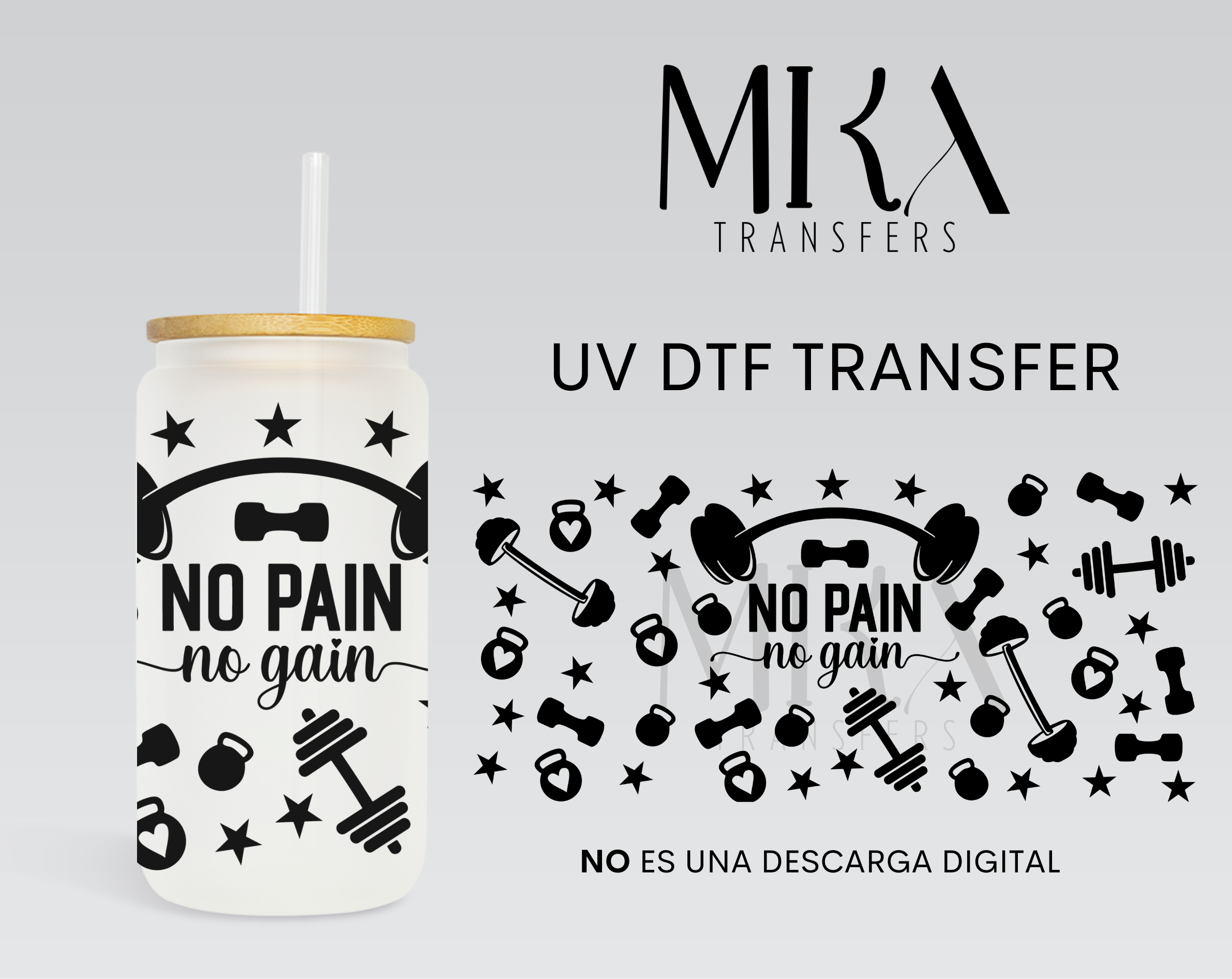 No Pain no gain UV DTF Wrap