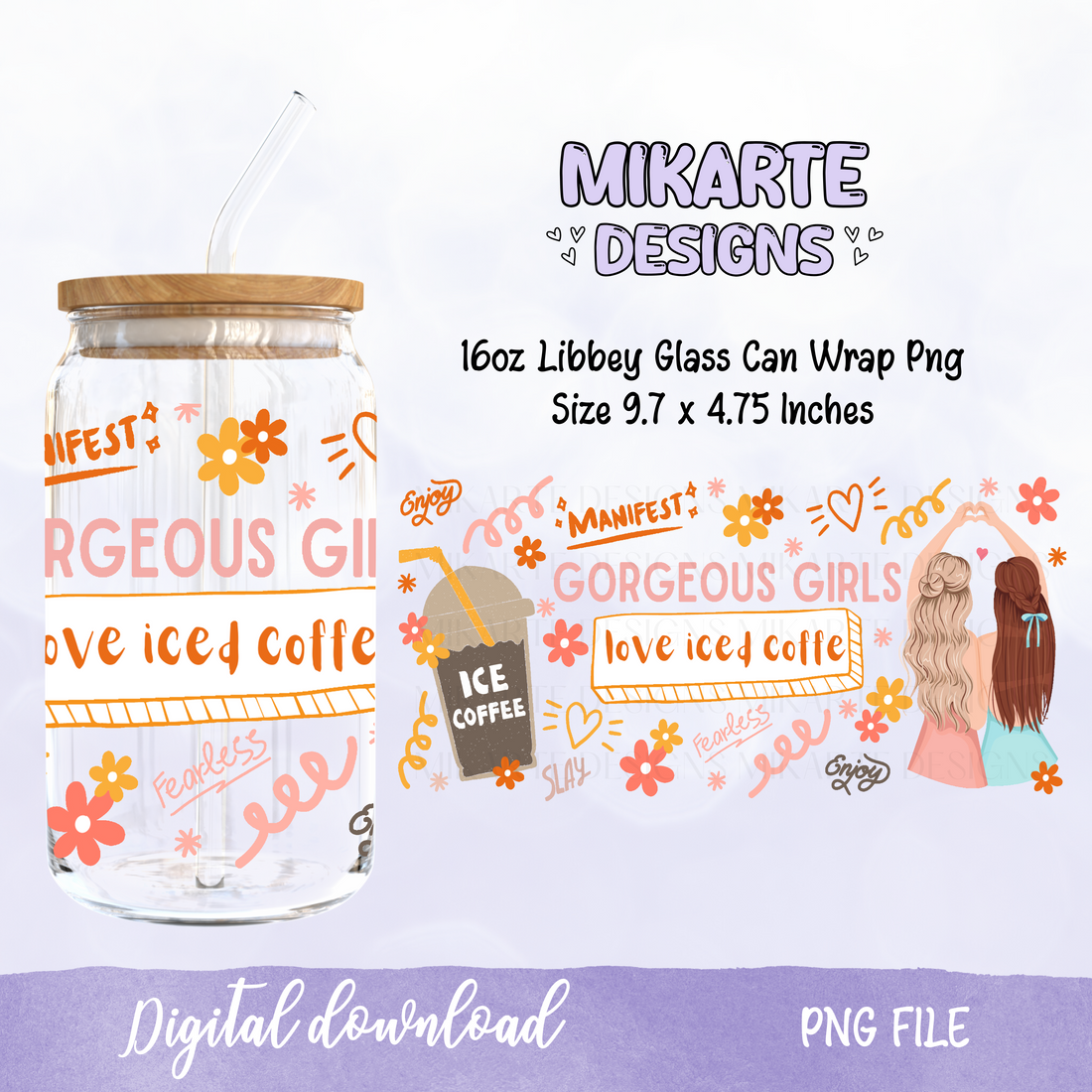 Gorgeous Girl | 16oz Glass Can PNG Digital Design