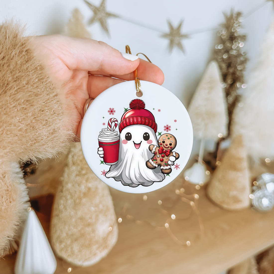 Cute Christmas ghost | Ornament UV DTF Sticker
