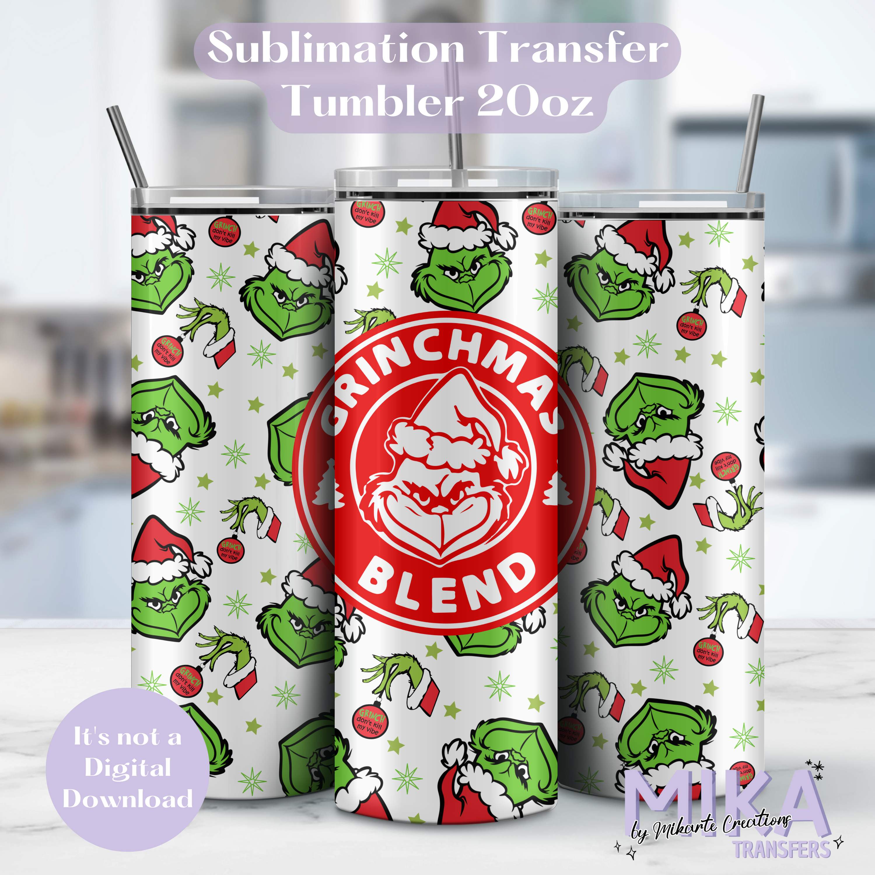 Mezcla Grinchmas Roja | Transferencia de Sublimación para Vaso