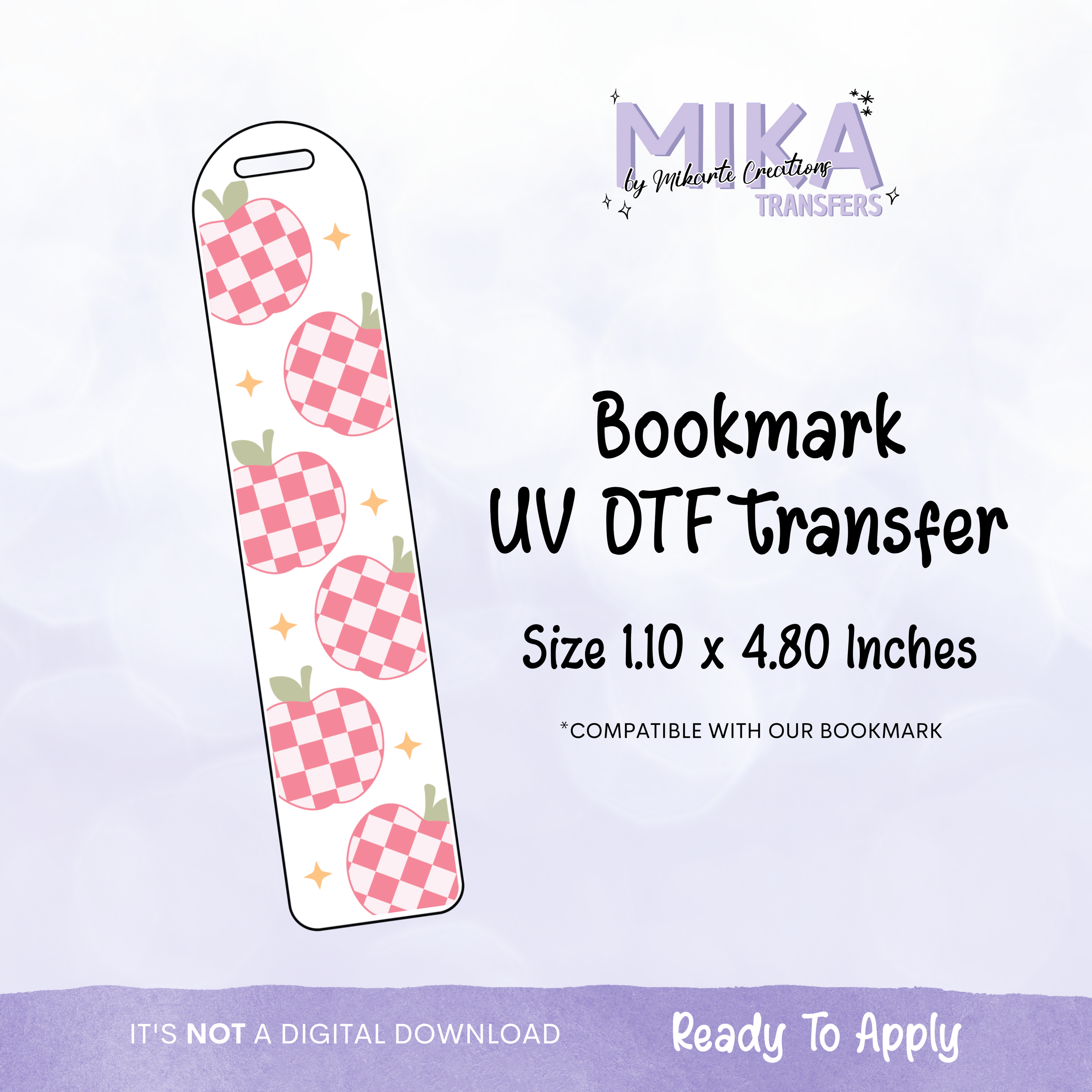 Manzana a cuadros | Marcapáginas UV DTF