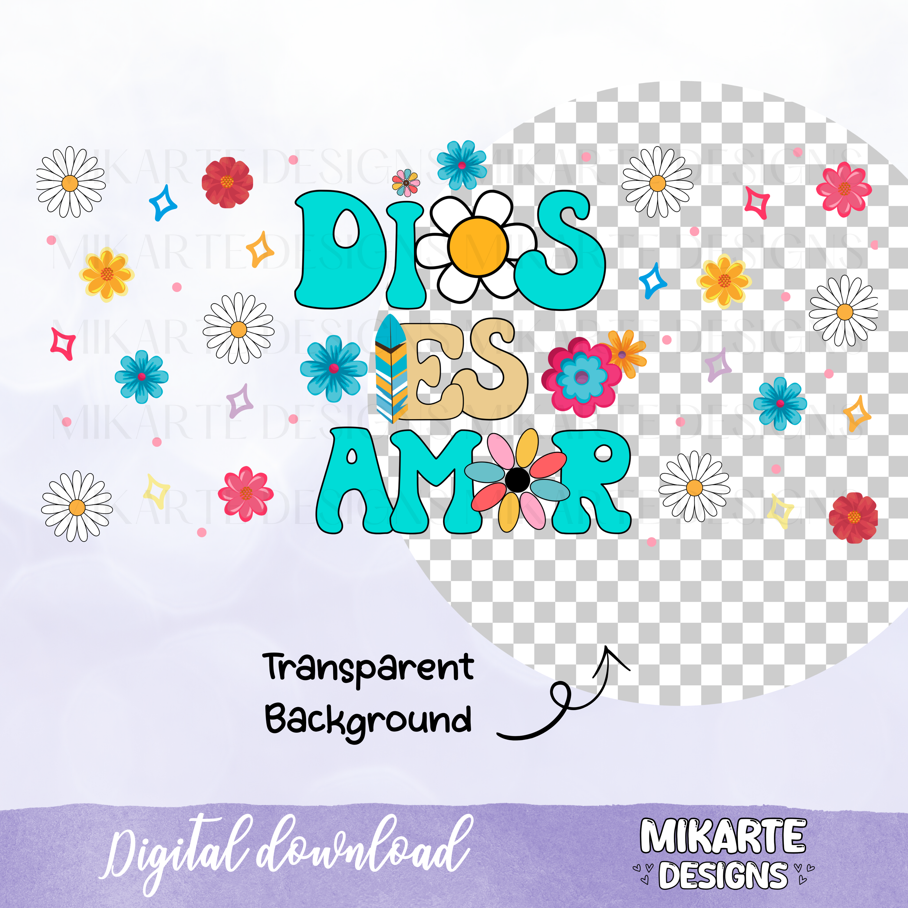 Dios es Amor | Diseño digital PNG de vaso de vidrio de 16oz