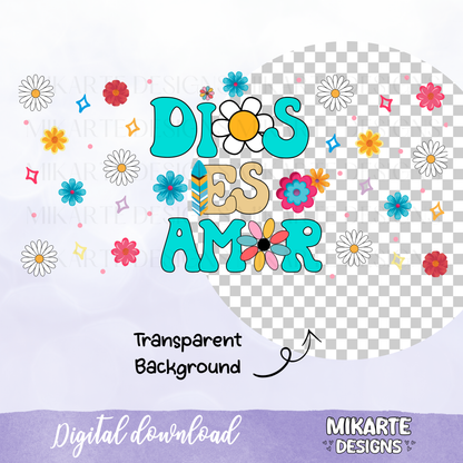 Dios es Amor | 16oz Glass Can PNG Digital Design