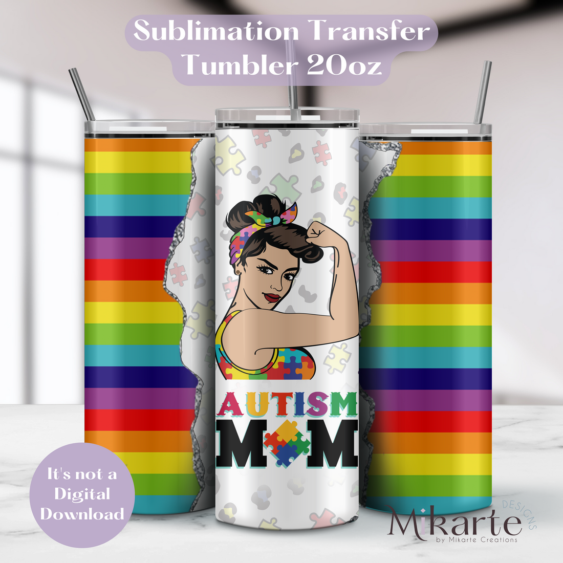 Autism Mom - Tumbler Sublimation Transfer