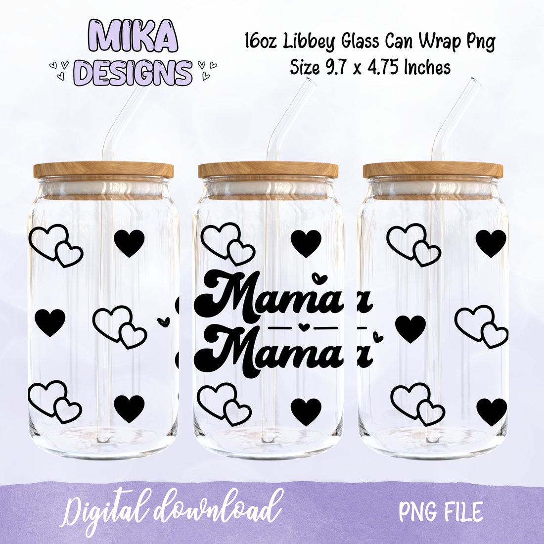 Mama | 16oz Glass Can PNG Digital Design