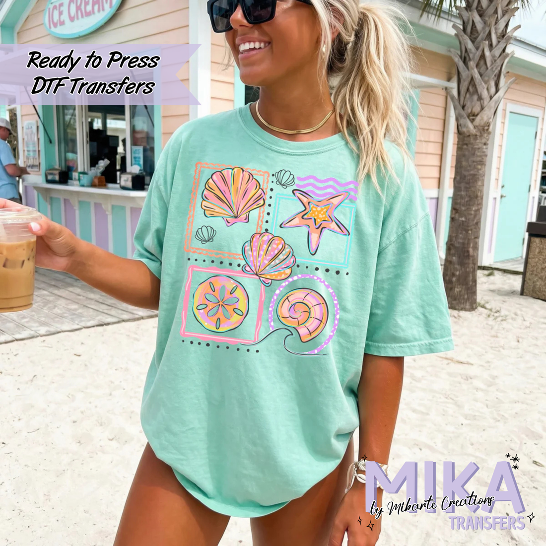 Colorful Shell Frames | DTF transfers