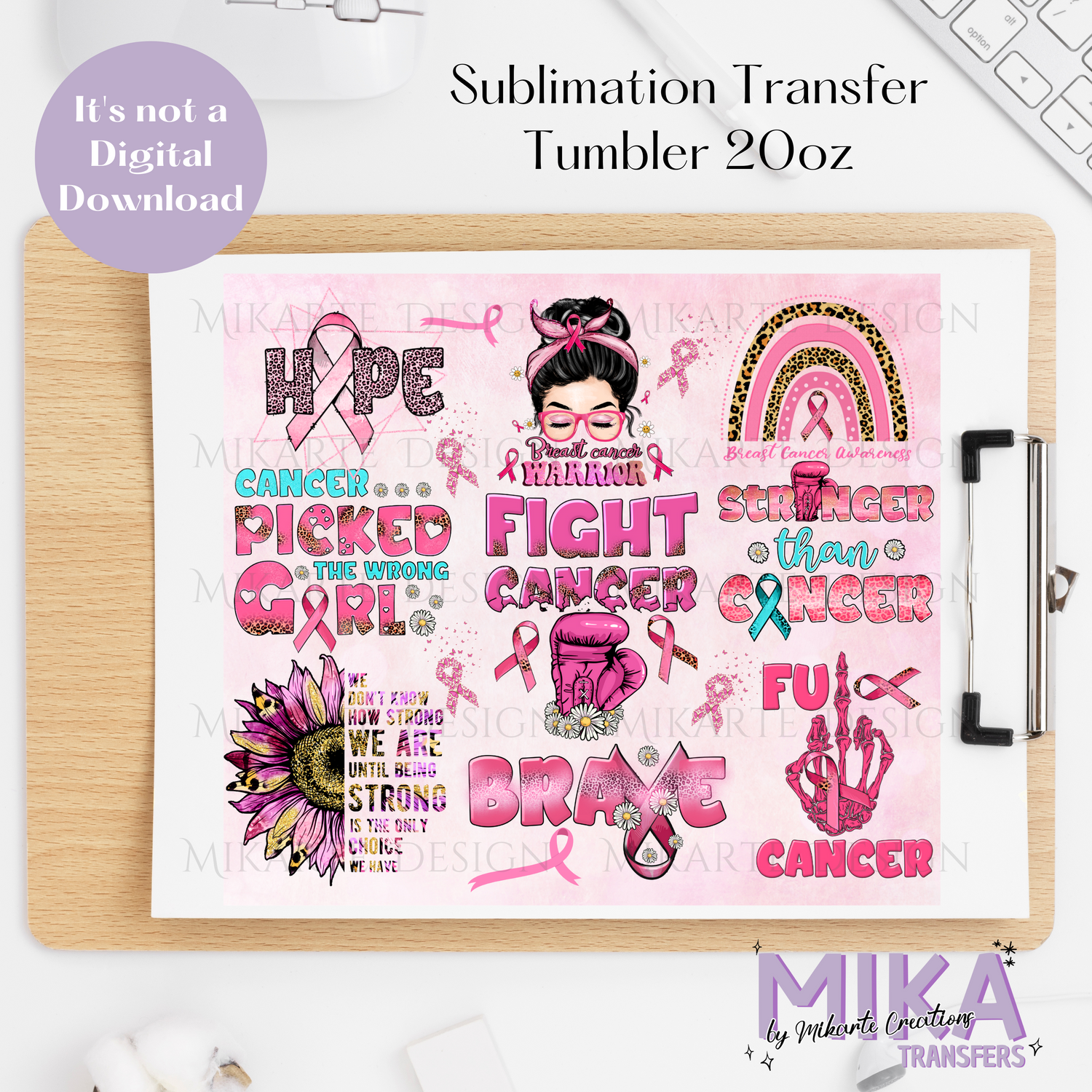 Fight Cancer | Tumbler Sublimation Transfer