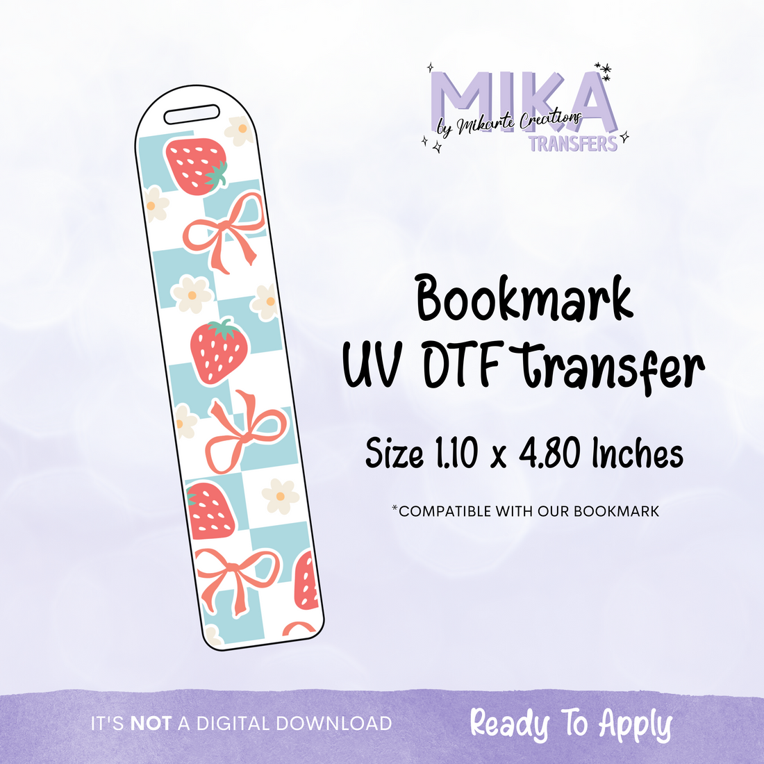 Checkered Strawberry | Bookmark UV DTF