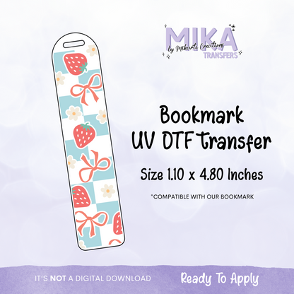 Checkered Strawberry | Bookmark UV DTF