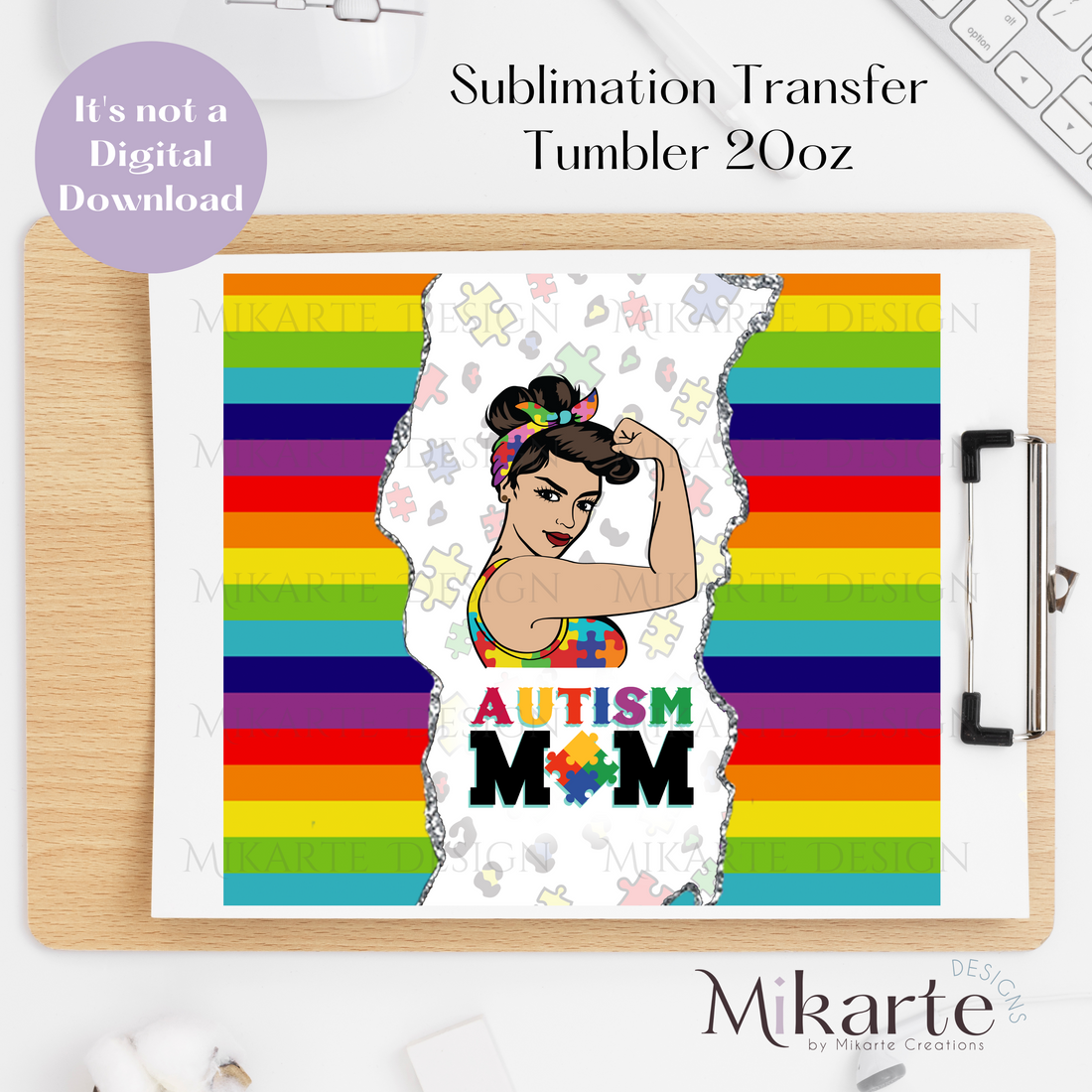 Autism Mom - Tumbler Sublimation Transfer